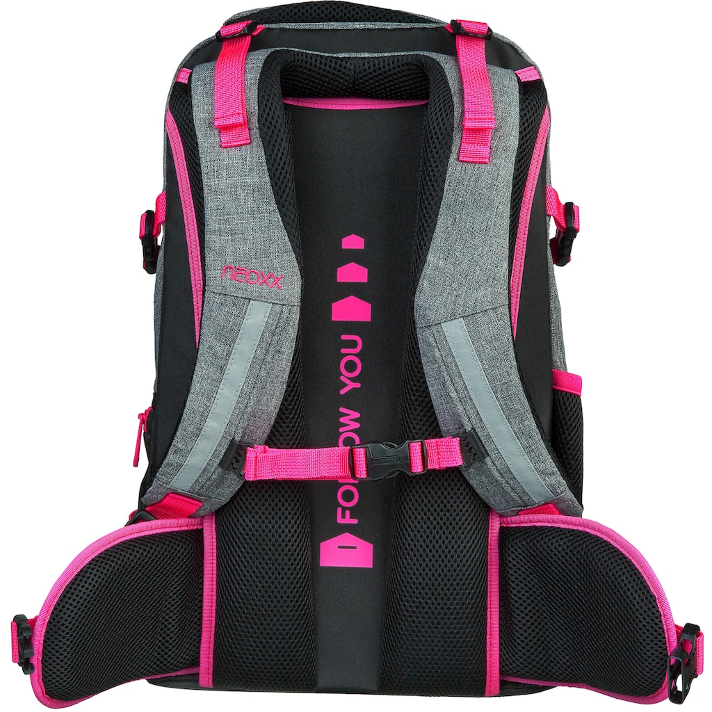 neoxx Schulrucksack »Active, Pink and Famous«, reflektierende Details