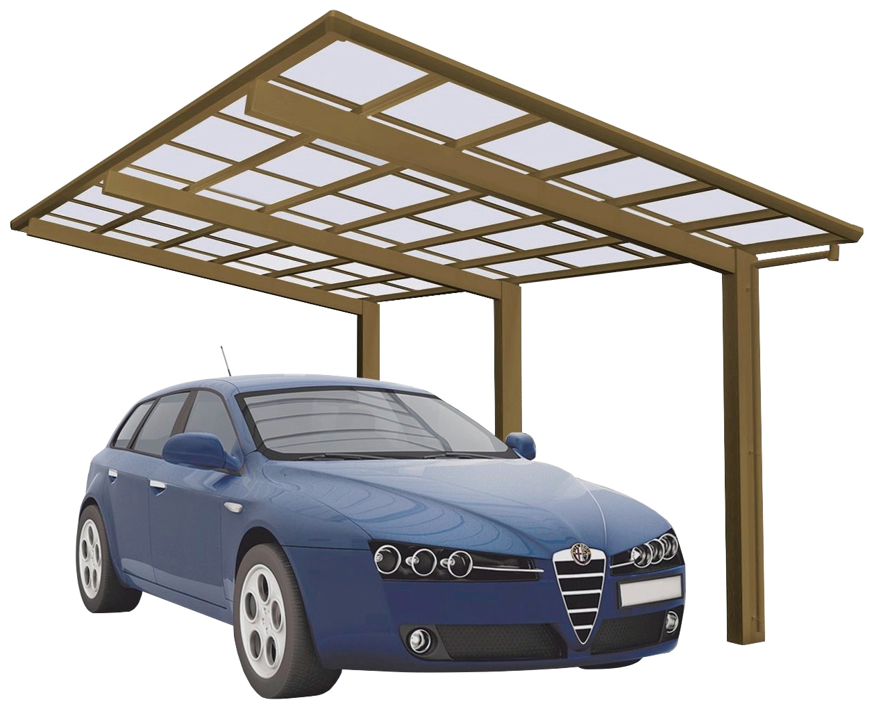 Ximax Einzelcarport "Linea Typ 110 Sonderlänge/Breite XS-bronze", Aluminium, 227 cm, bronze, Aluminium