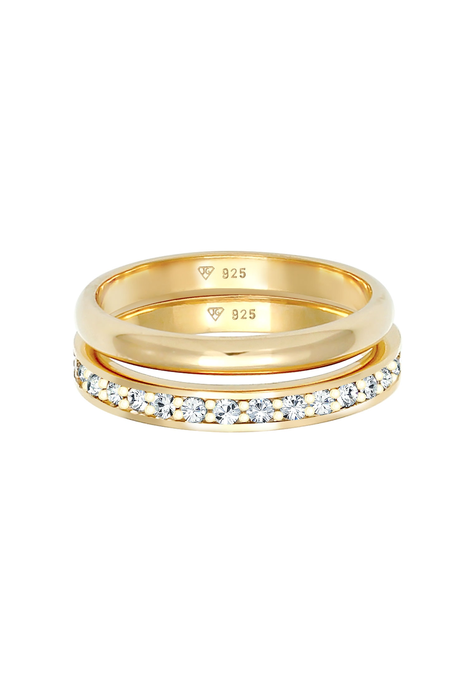 Elli Solitärring »Kristalle Memoire Bandring Basic (2 tlg.) 925 Sterling Silber«