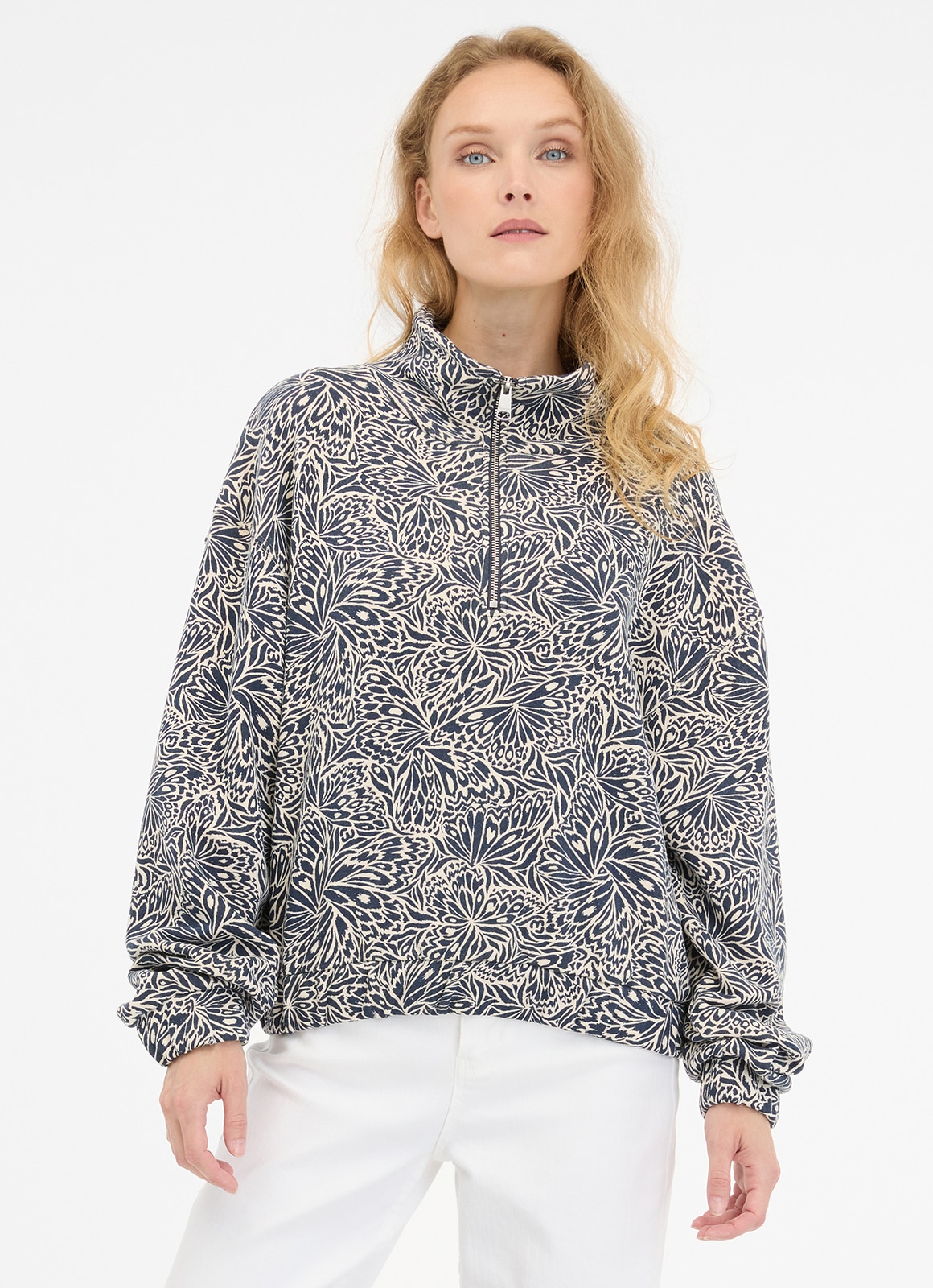 Ragwear Sweatshirt "IZZAR PRINT", Stehkragen mit Reißverschluss im Troyer-S günstig online kaufen