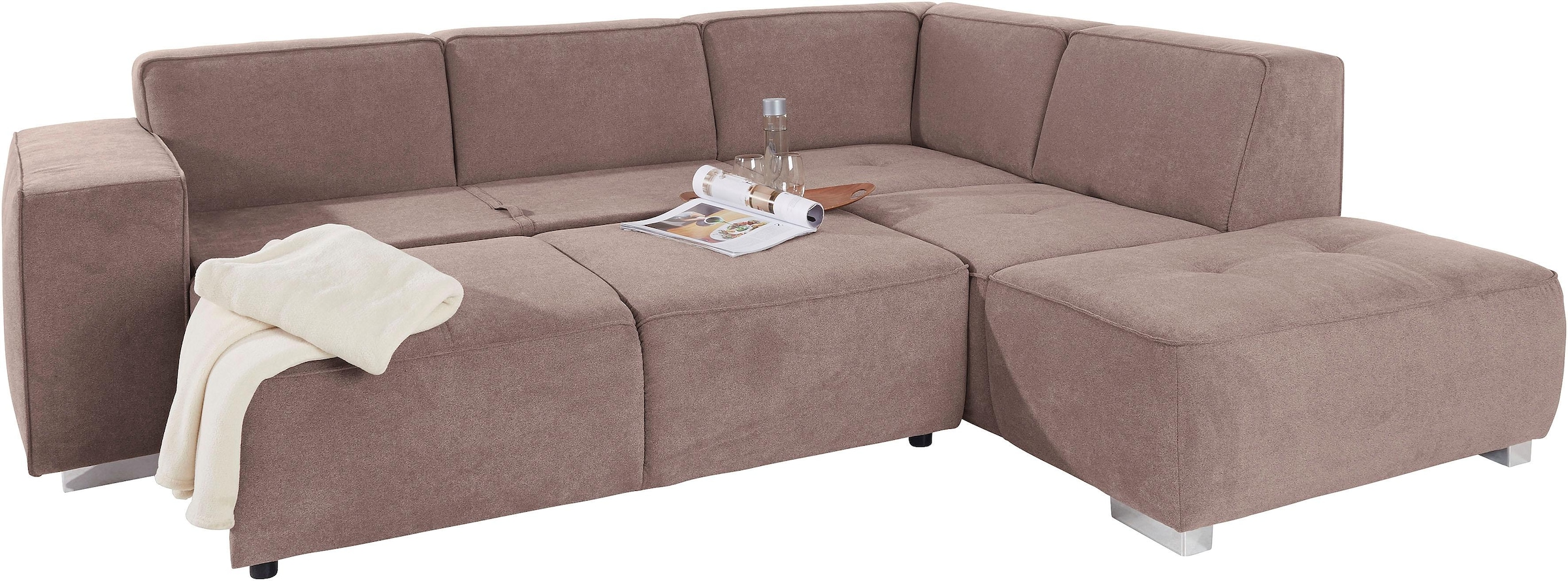 INOSIGN Ecksofa »Sapporo L-Form«, wahlweise Bettfunktion oder Sitztiefenverstellung, Federkern