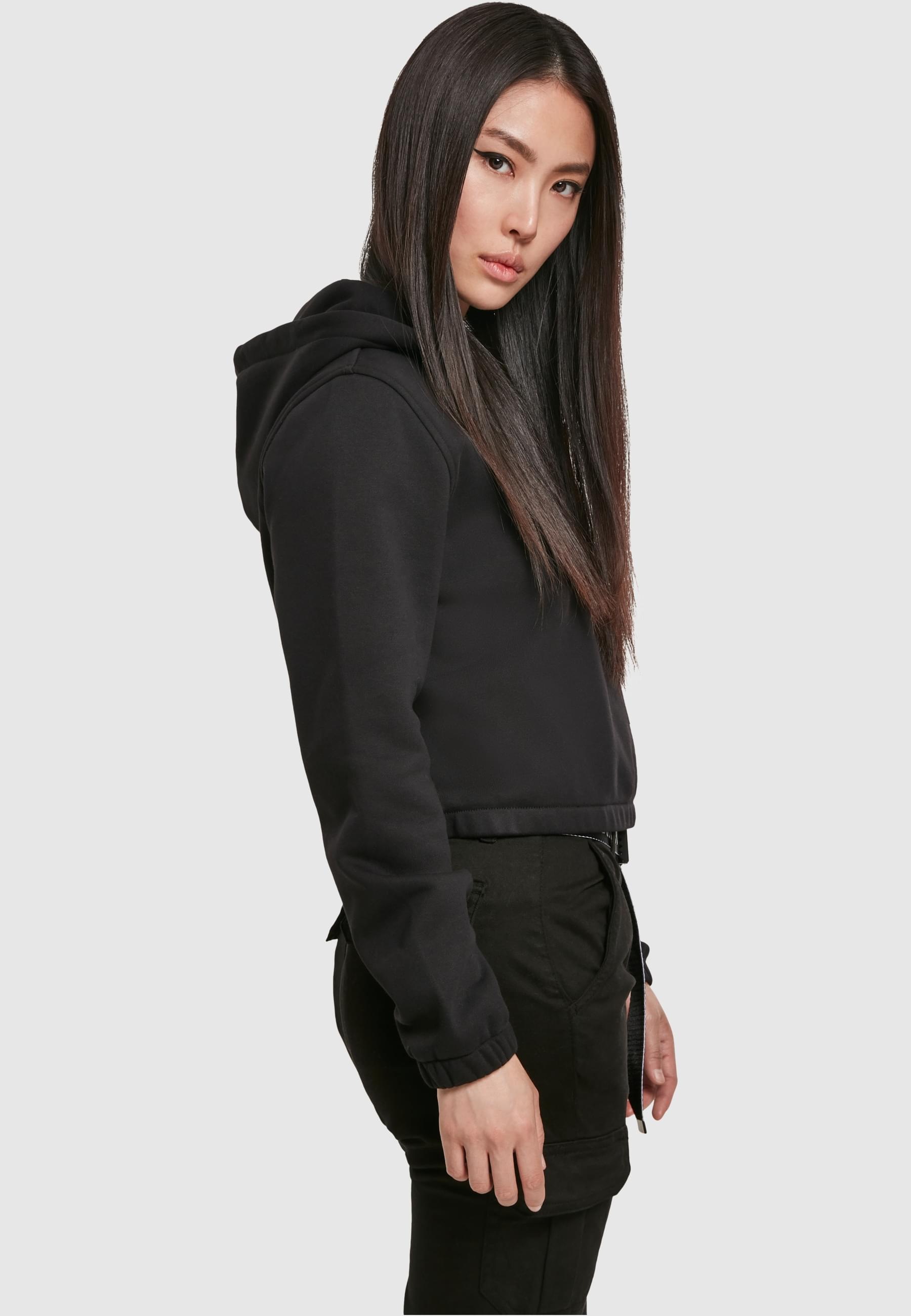 URBAN CLASSICS Rundhalspullover »Urban Classics Damen Ladies Contrast Drawstring Hoody«, (1 tlg.)