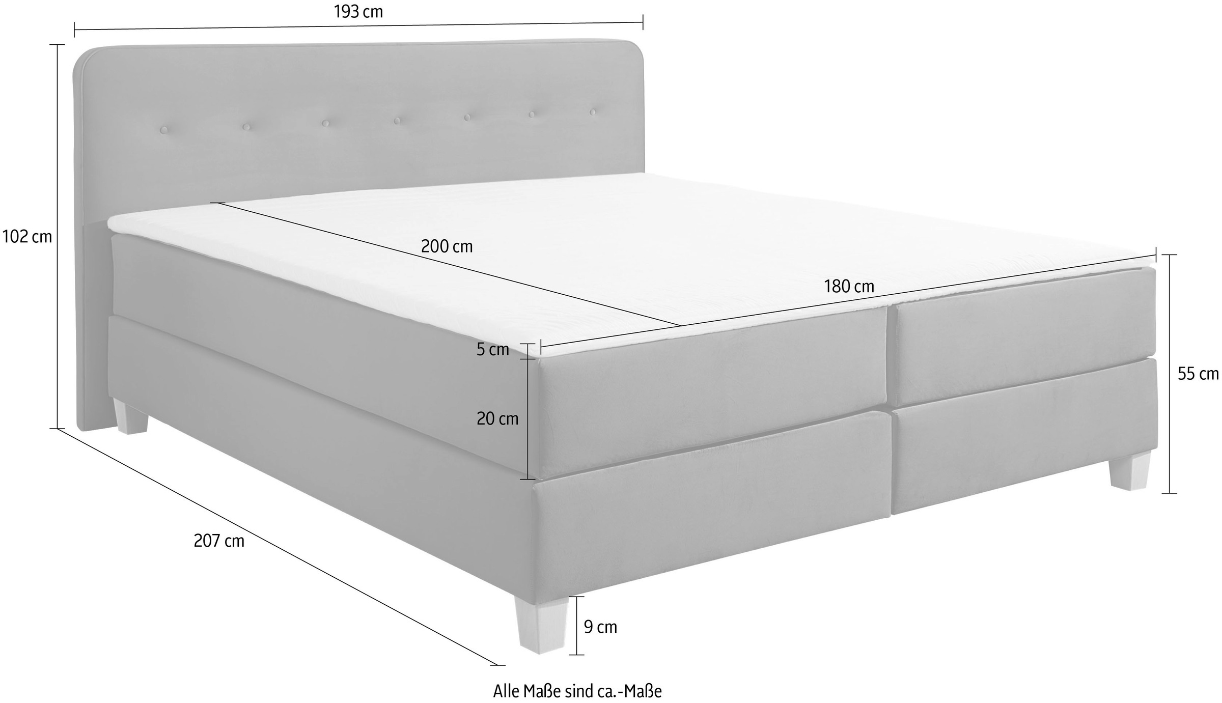 Home affaire Boxspringbett »Fargo«, inkl. Topper, in 3 Matratzenarten, in Samt- oder Strukturstoff