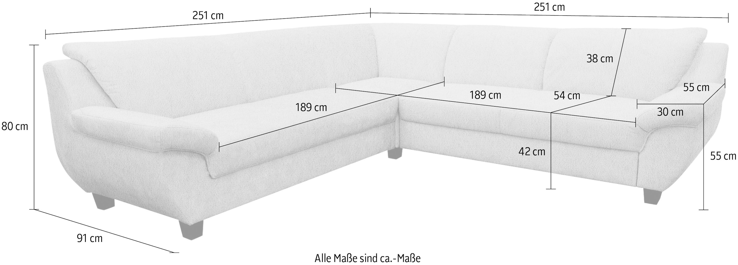 OTTO home Ecksofa »Silkeborg 251 x 251 cm, formschönes Sofa mit dunklen Füßen« aus haustierfreundlichem Pet Friendly Bezug
