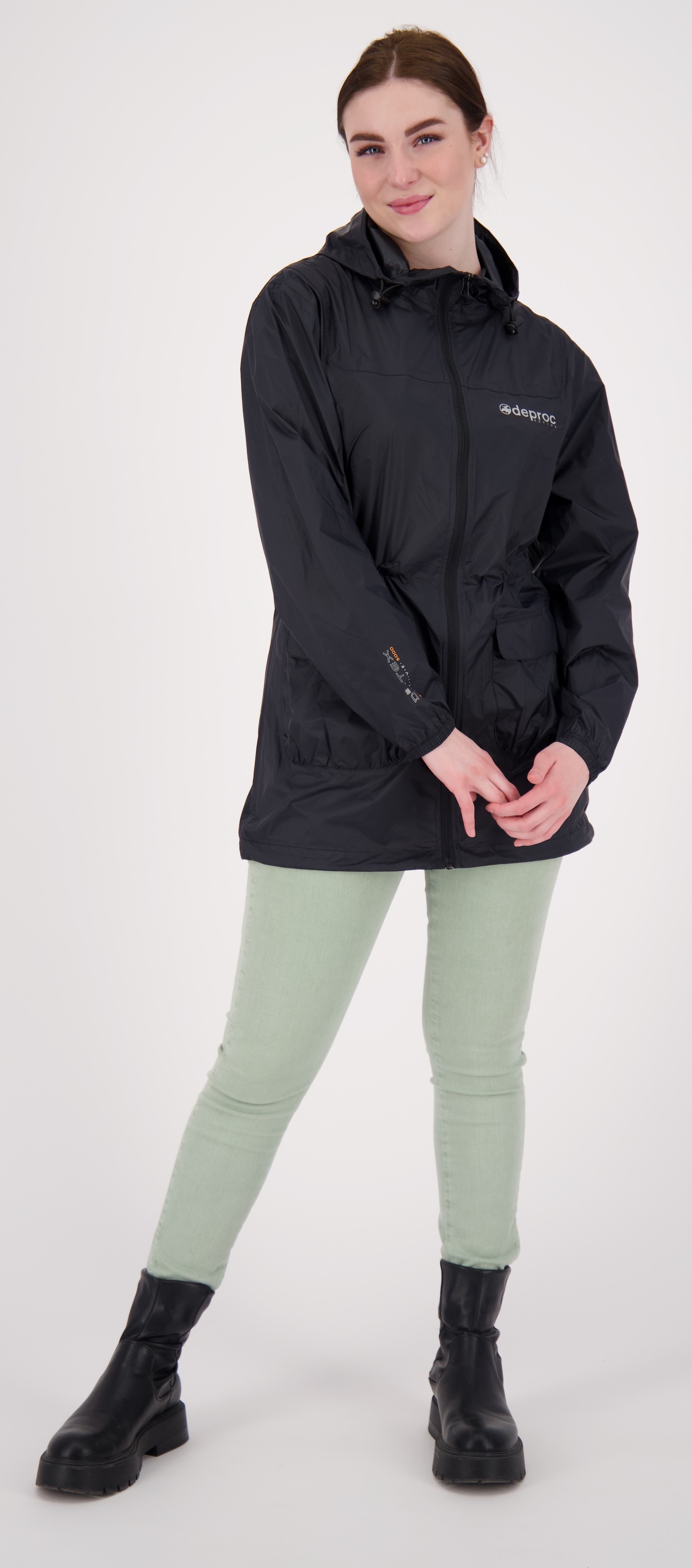 Regenmantel DEPROC ACTIVE "ROBSON LONG WOMEN", Damen, Gr. 36/38 (M), schwarz, 100% Polyester, mit innenliegendem Gummizug, Mäntel, auch in Großen Größen erhältlich 6