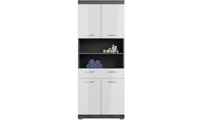 Hochschrank »Siena«, Badschrank, 4 Türen, 1 Schubkasten, 2 offene Fächer, Breite 74 cm