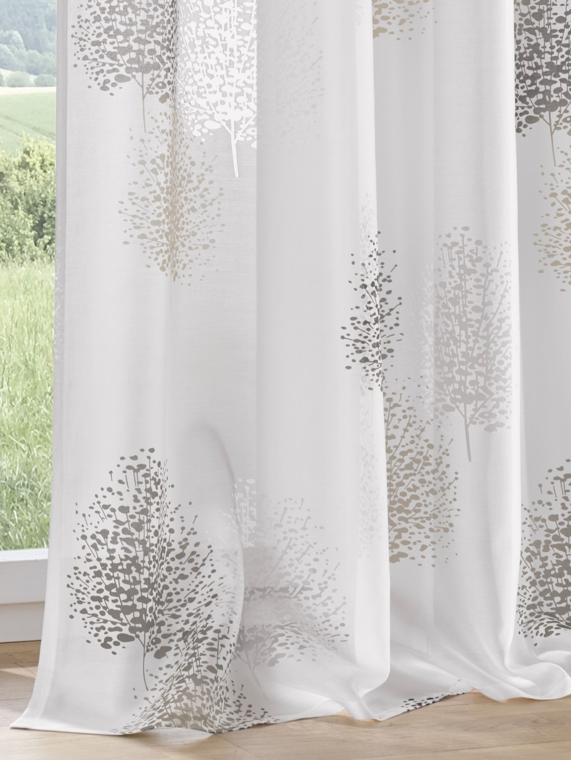 Thumbnail - Kutti Vorhang "Belinda" Ösen 1 Stk. tlg. Gardine, halbtransparent, Ausbrenner, bedruckt, Viskose-Polyester