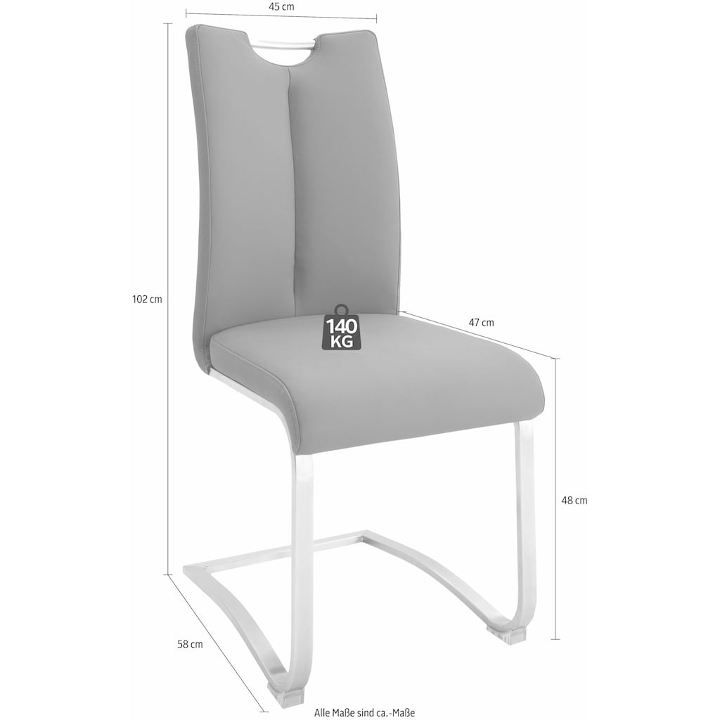 MCA furniture Freischwinger »Artos«, (Set), 2 St., Leder, Stuhl mit Echtlederbezug, bis 140 Kg belastbar