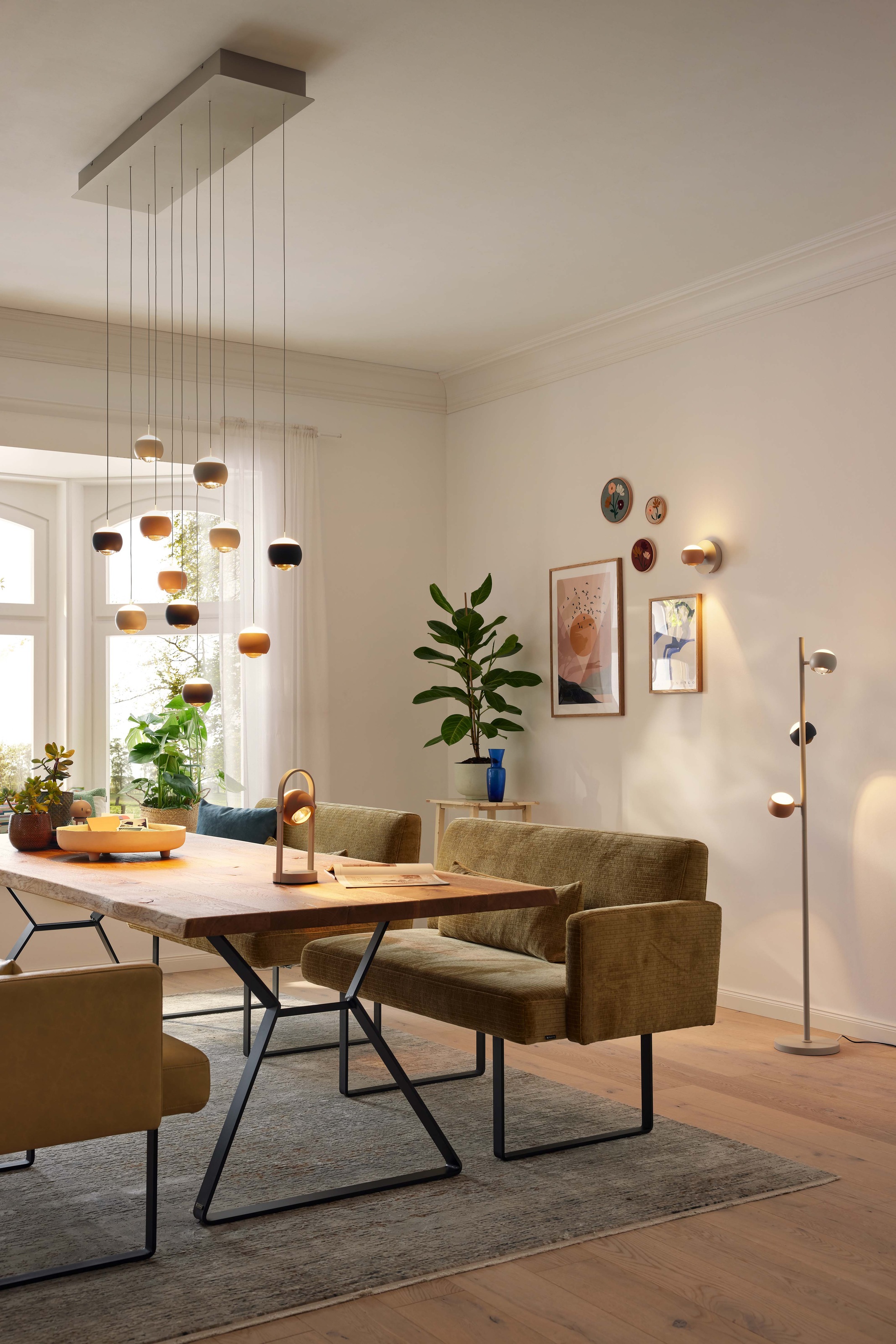 Musterring LED Pendelleuchte »CANNON, 11-flammige LED Hängelampe 5W 500Lumen 2300-4000K CCT« LED-Board 1 Stk. Farbwechsler | warmweiß - kaltweiß mit Fernbedienung, stufenlos höhenverstellbar max 195cm dimmbar Memory
