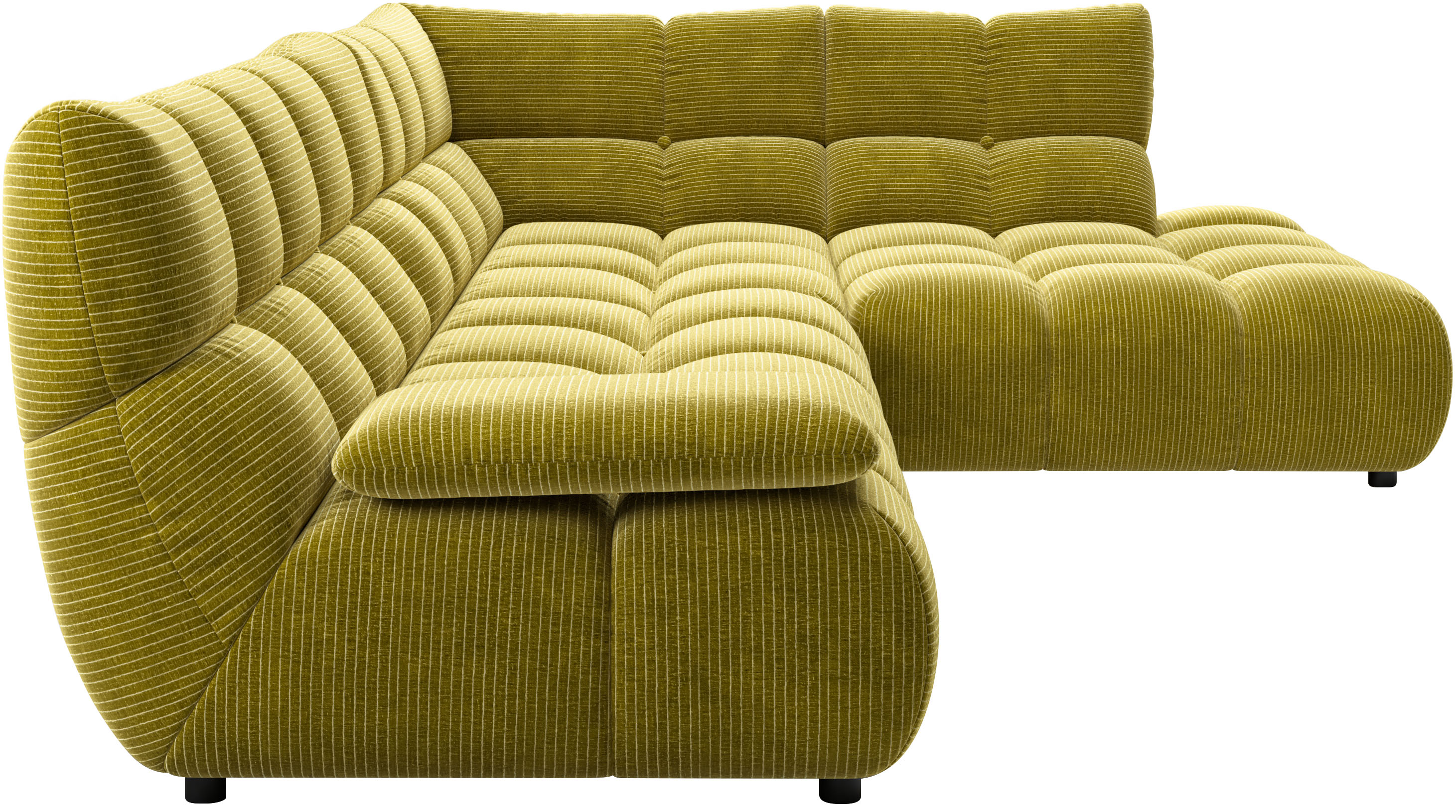 Home affaire Ecksofa "Cozy Bubble, mit klappbarer Armlehne, Breite 324 cm" mit eleganter Steppung, Rundumbezug & weicher Polsterung