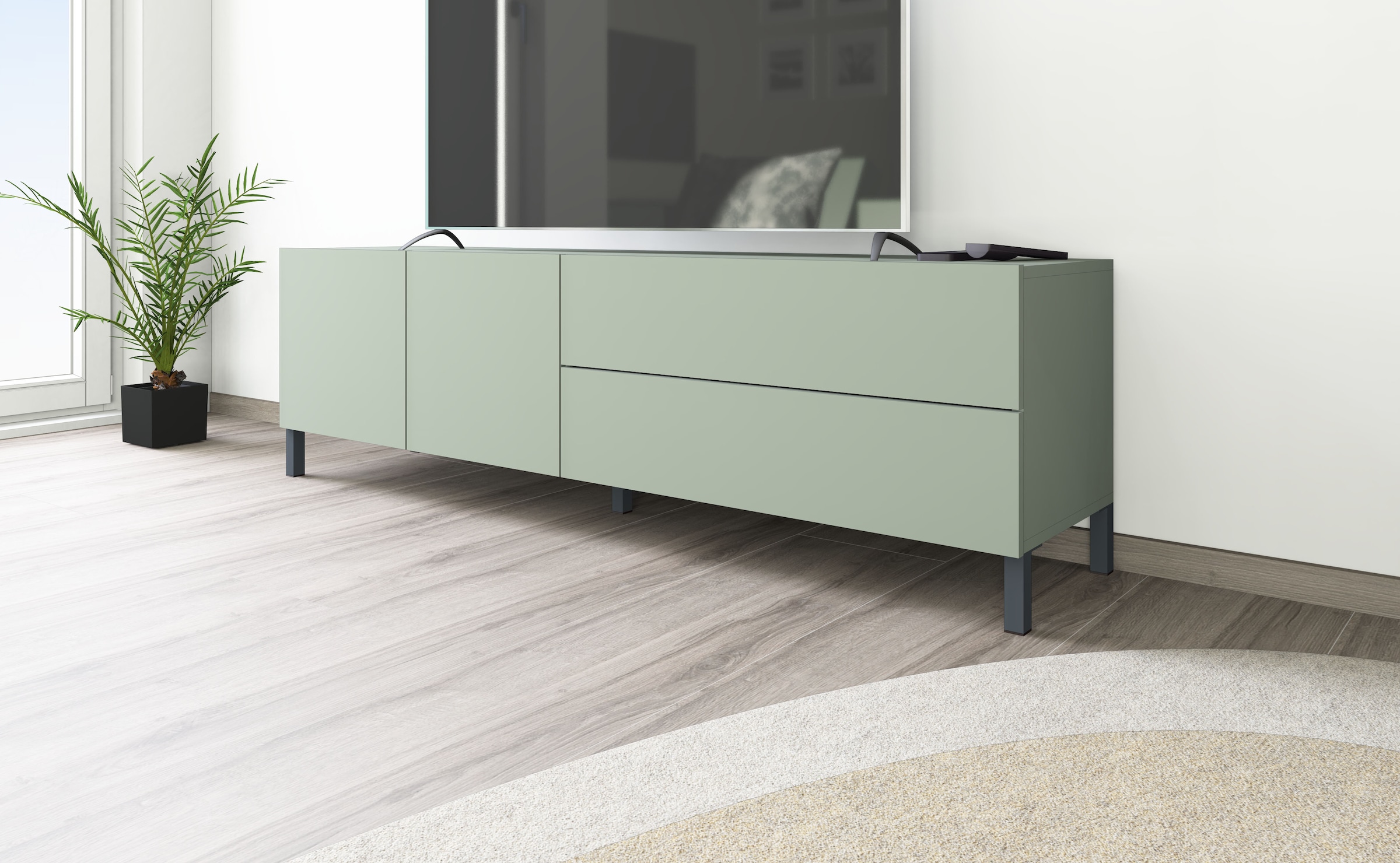 borchardt Möbel Lowboard, Metallfüße, grifflose Optik