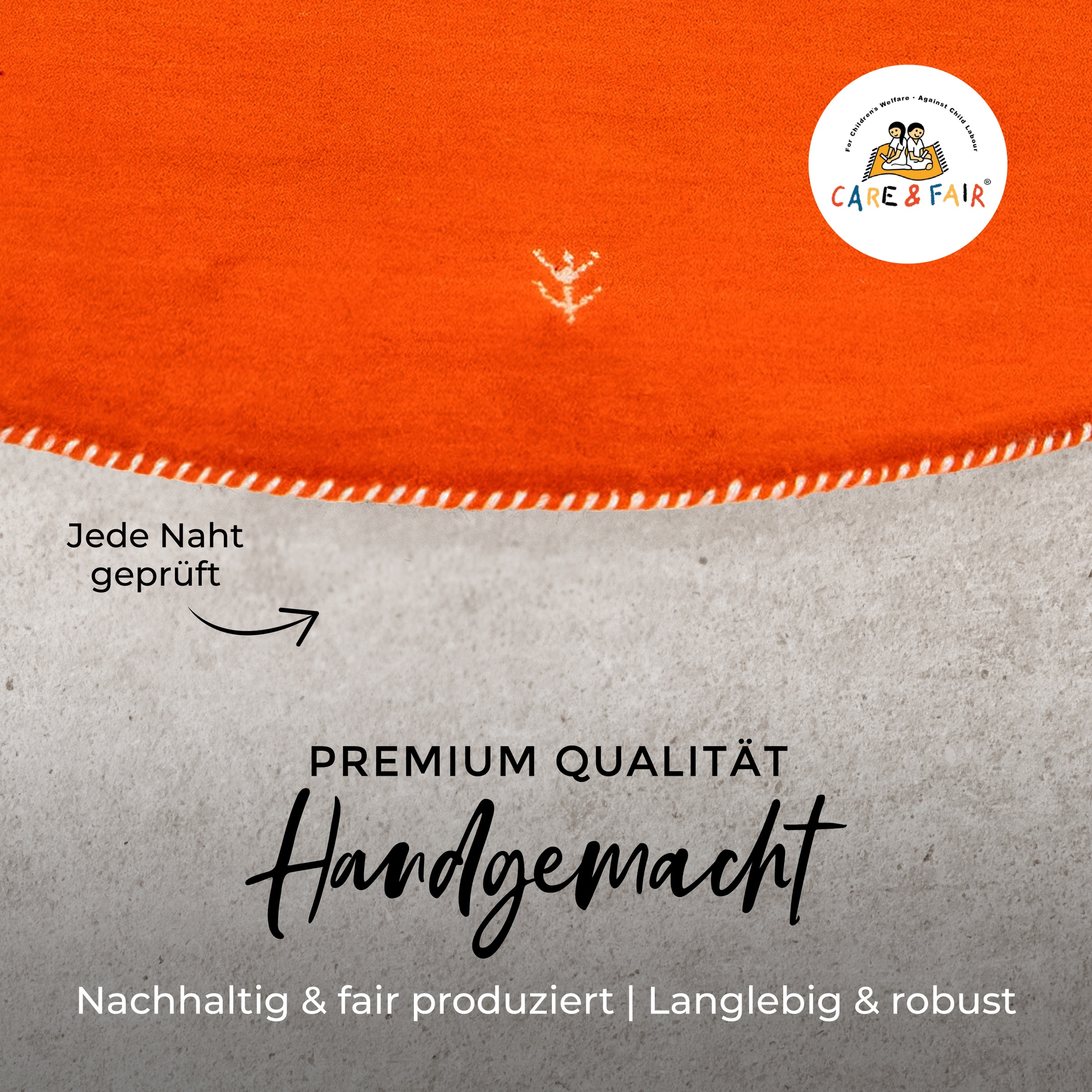 Wollteppich CARPETFINE "Gabbeh Uni", orange, H:15mm Ø:250cm, Wolle, Teppiche, reine Wolle handgewebt, Gabbeh Tiermotiv warmes Raumklima viele Größen 3