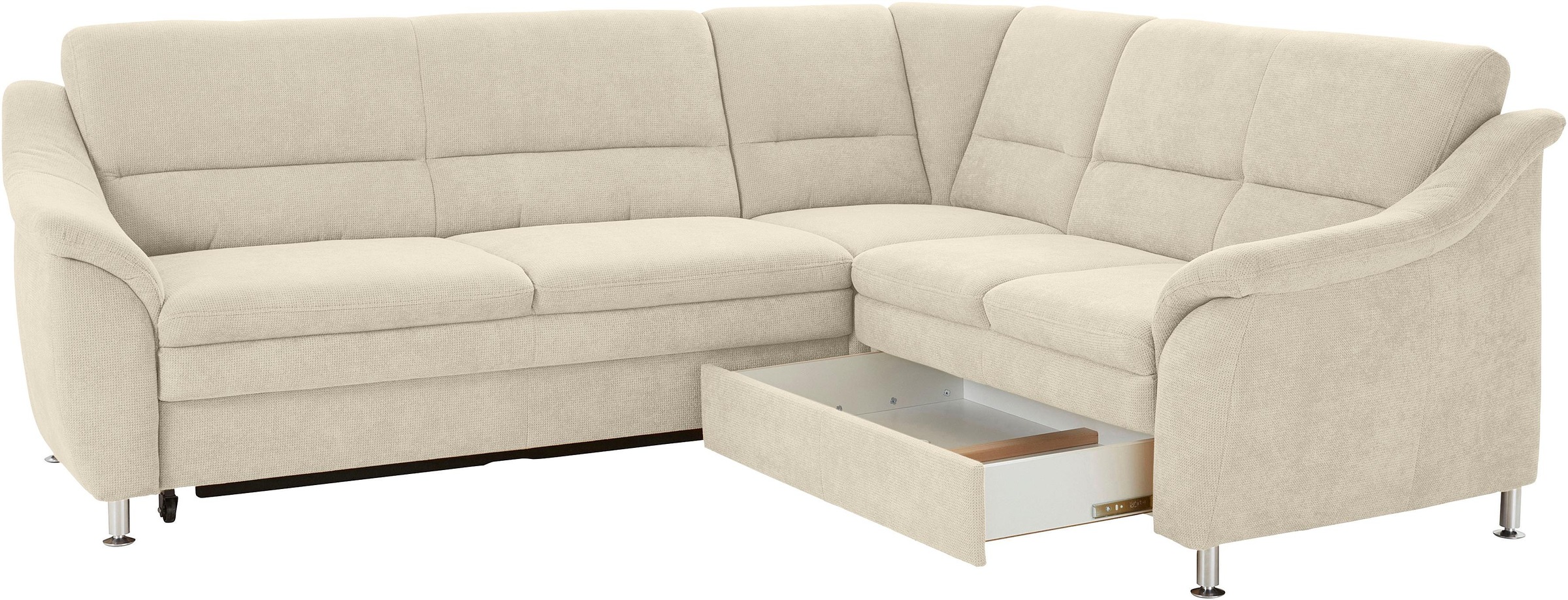 sit&more Ecksofa »Cardoso L-Form«, mit Federkern, wahlweise mit Bettfunktion und Schubkasten