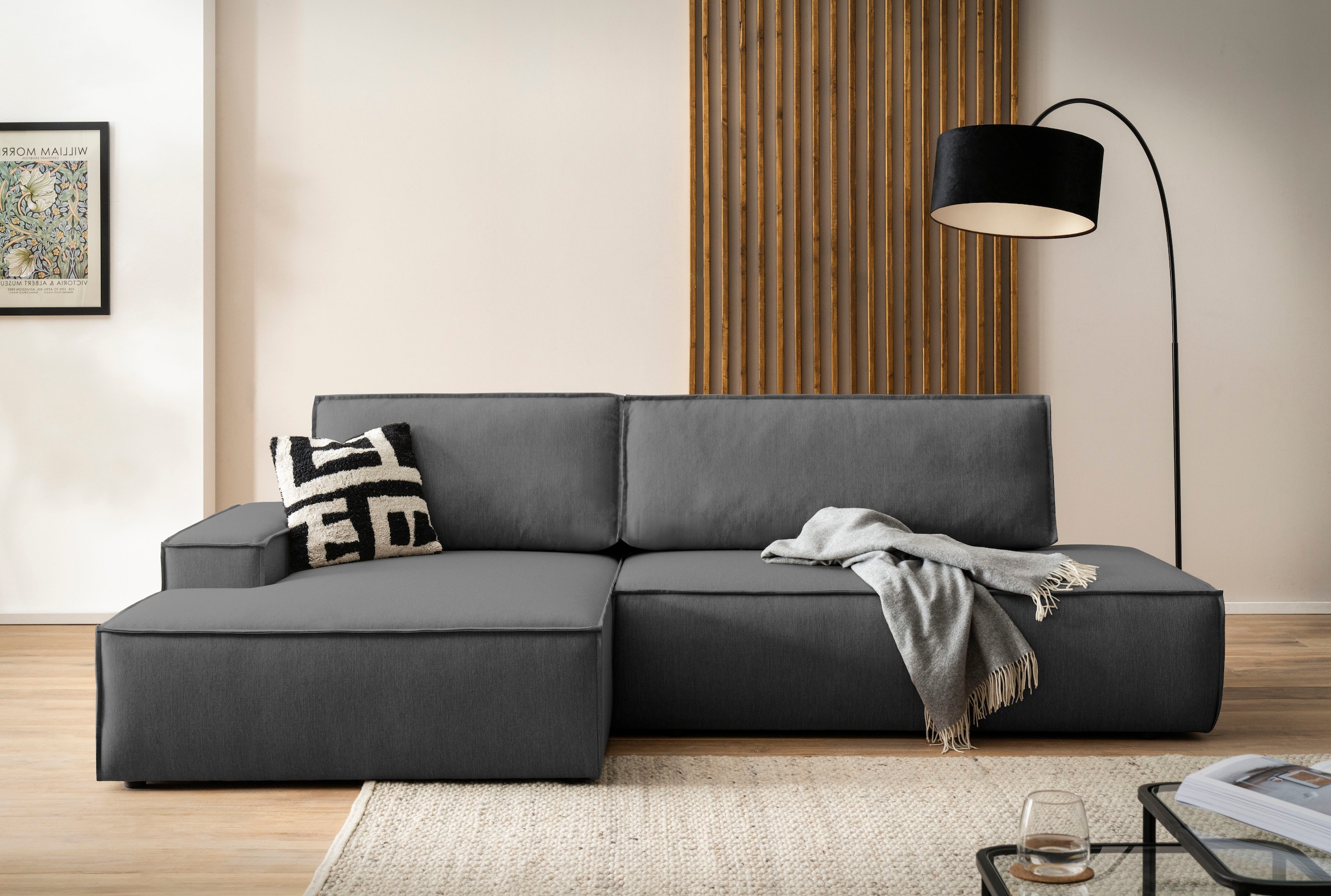 Home affaire Ecksofa "SHERWOOD, Schlafsofa in L-Form offen (275cm), Cord, L günstig online kaufen
