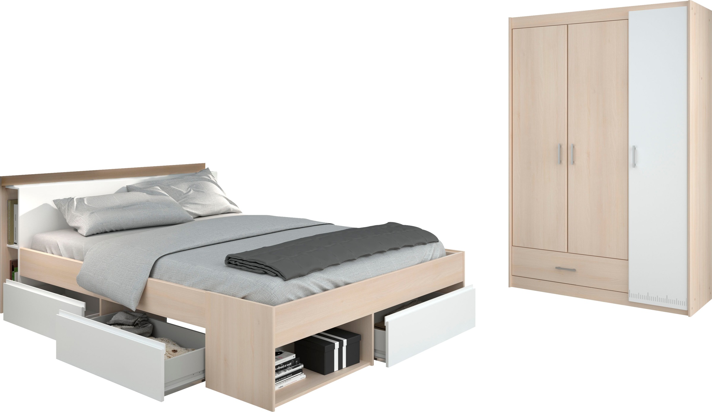 Parisot Jugendzimmer-Set "Most" Set, Bett mit Schubkästen und Kleiderschran günstig online kaufen