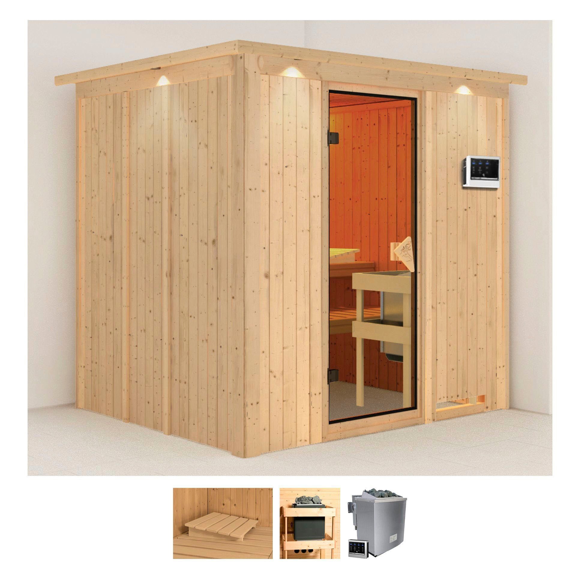 KARIBU Sauna "Sodin", Saunaofen, externe Steuerung, 9 kW, beige, Saunen, Ofen 9 KW externe Strg easy