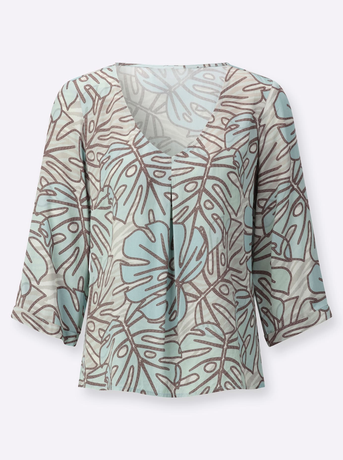 Creation L Women's Printed Blouse Kalkmint-Champagne Size 52 3