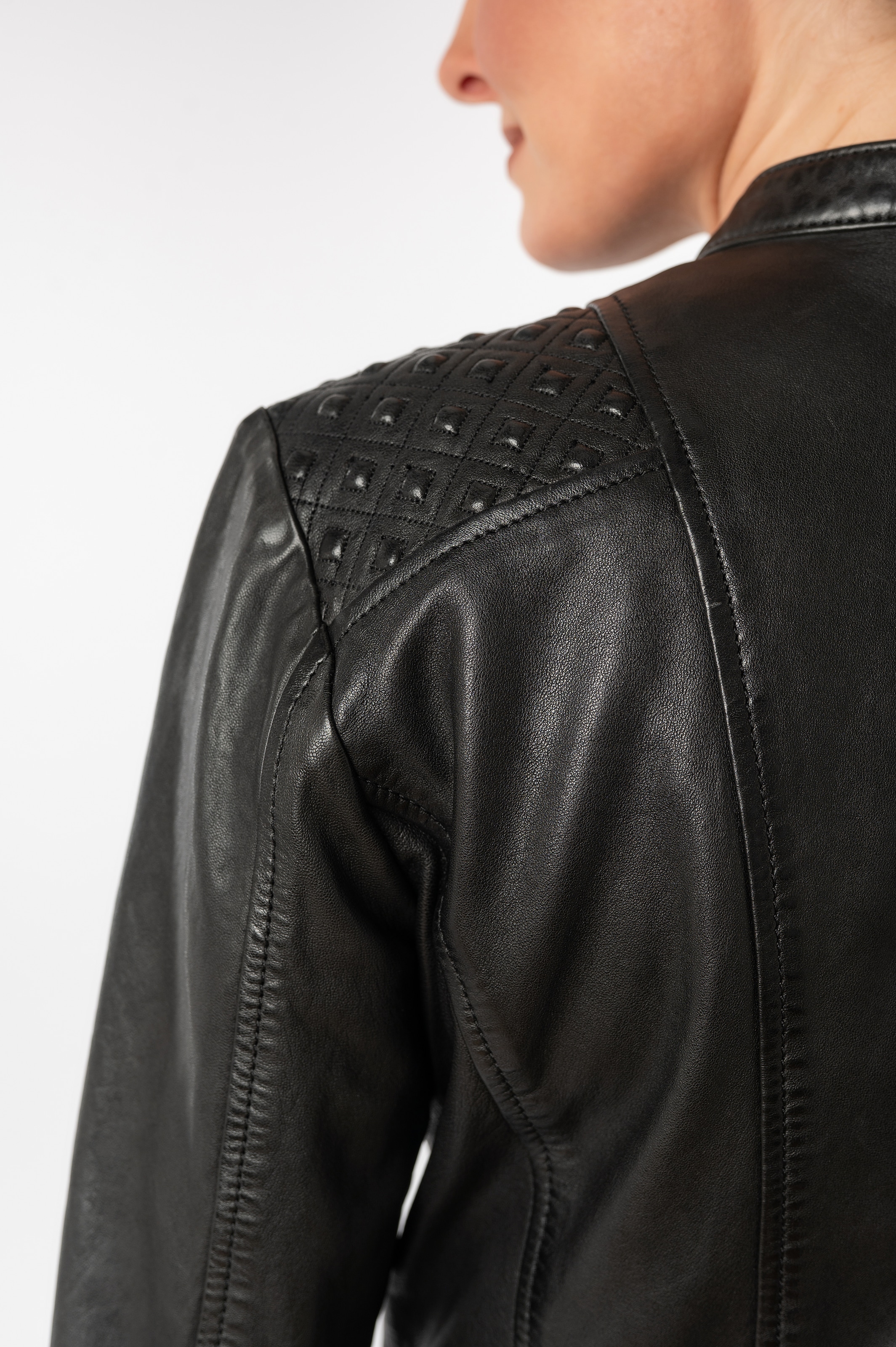 Mauritius Lederjacke »MWMakena« mit Stehkragen & Drucker