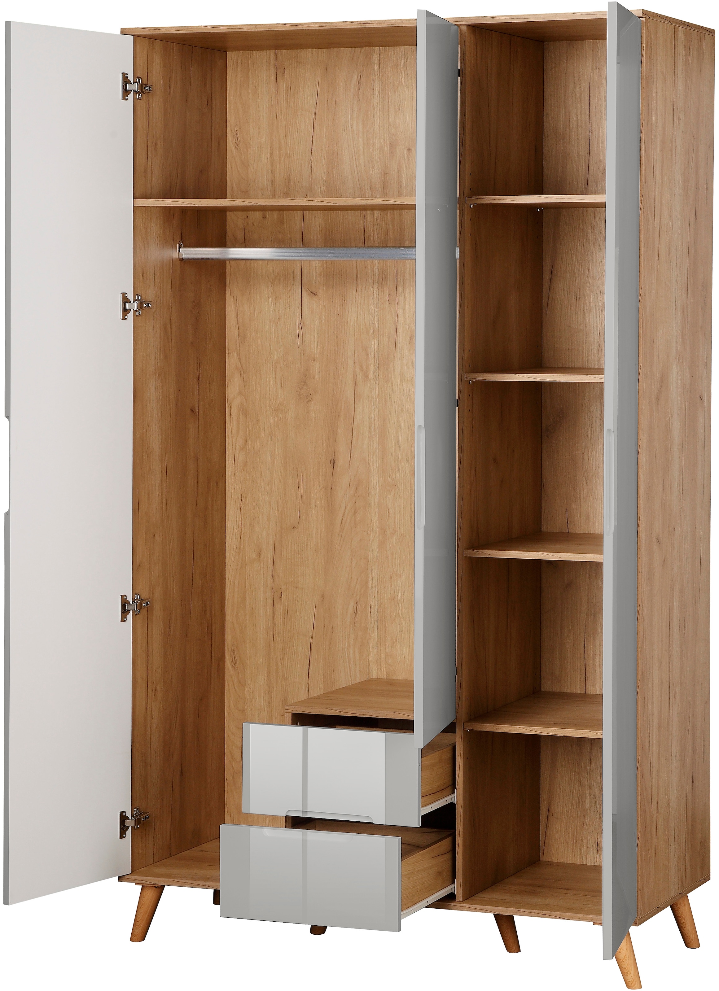 andas Kleiderschrank »Lund Schlafzimmerschrank Bestseller im skandinavischem Design«, Garderobenschrank mit Premium Innenausstattung, Breite 120cm