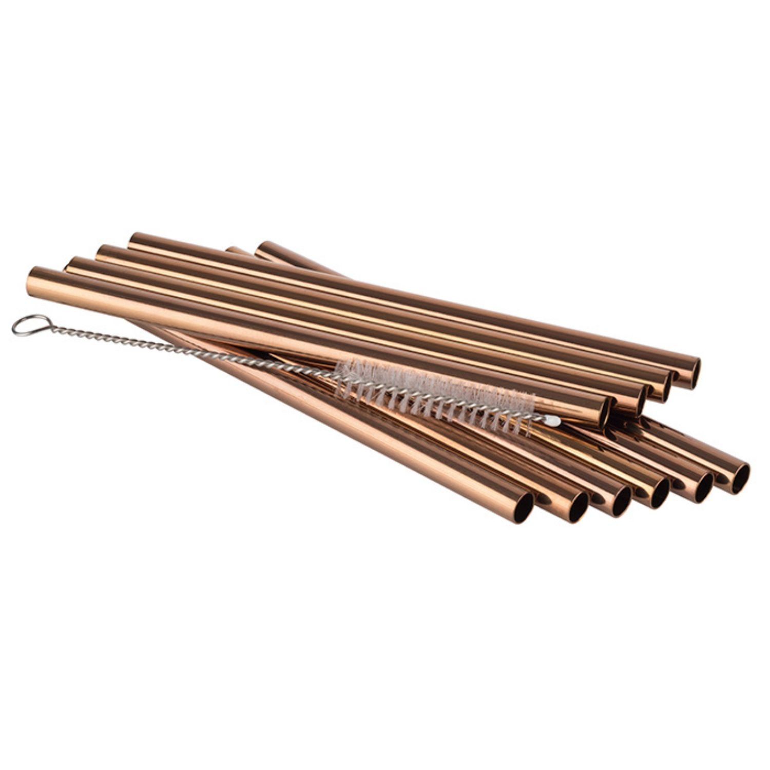 Buddys Trinkhalme "langlebige Metallstrohhalme für kalte und warme Getränke" Länge ca. 15 cm, 10 Edelstahl-Trinkhalme inkl. Reinigungsbürste