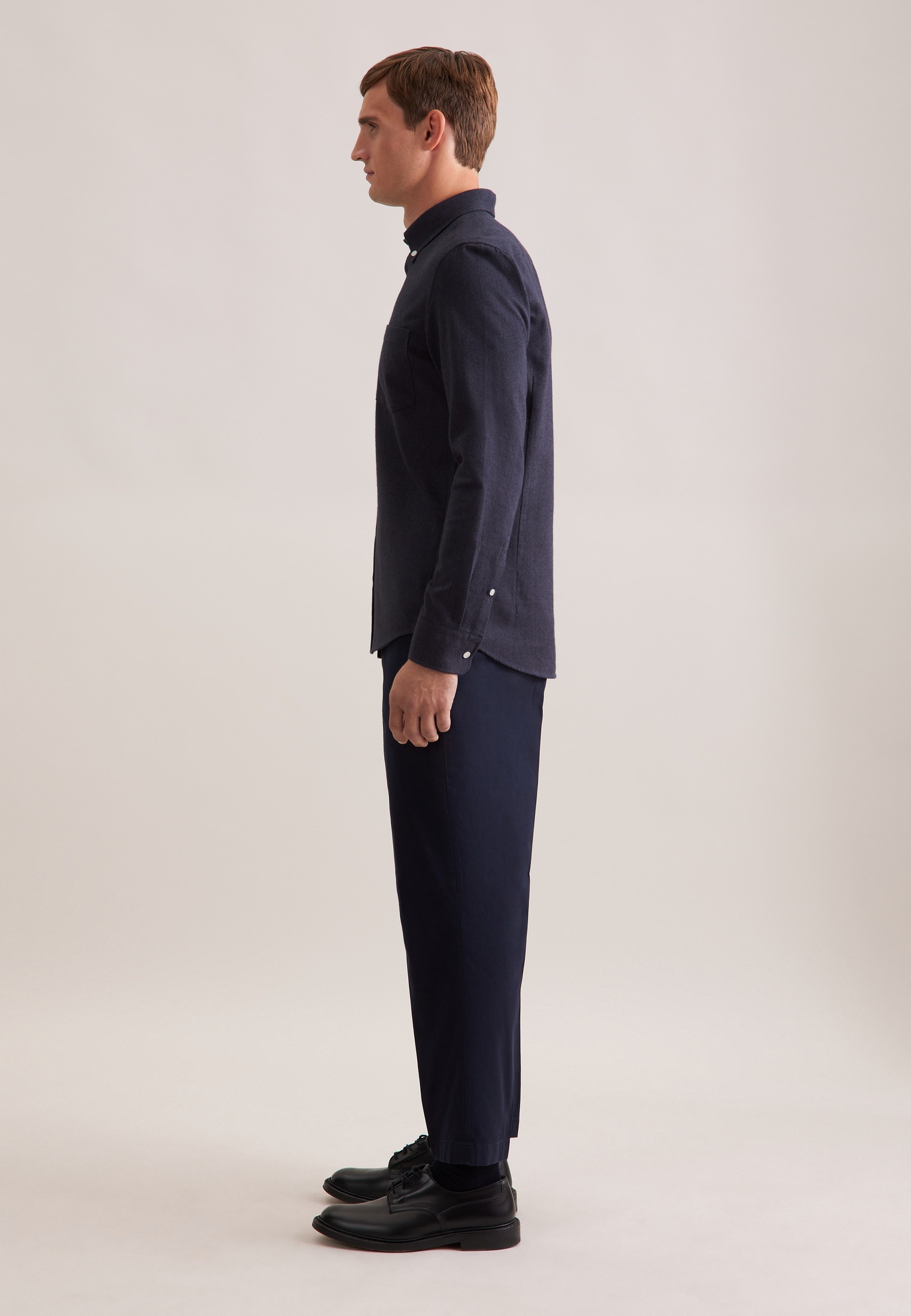 seidensticker Flanellhemd, Slim 1/1 Button-Down-Kragen Uni