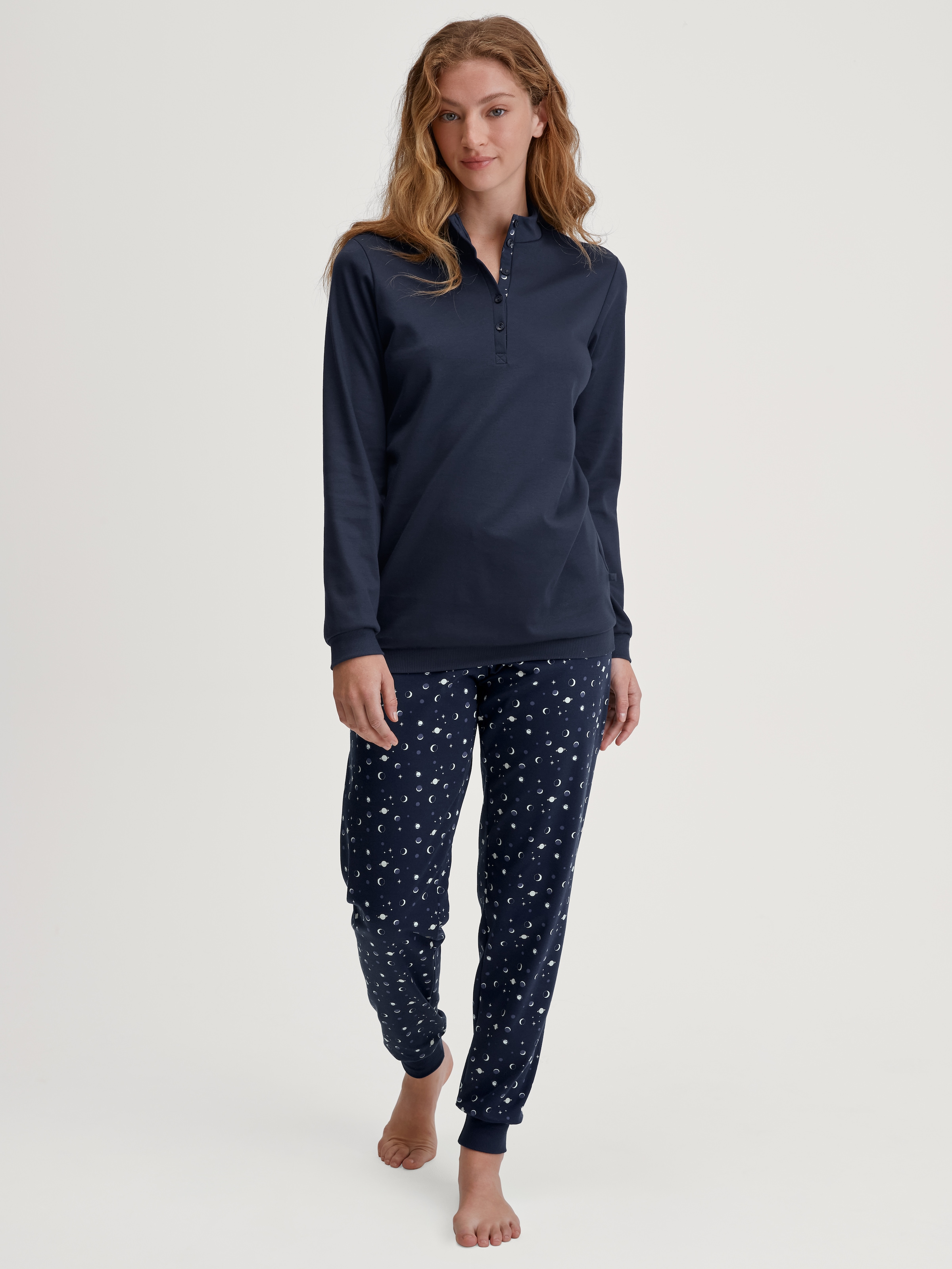 CALIDA Schlafanzug "Midnight Dreams" 2 Stk. tlg., V-Ausschnitt, Langarm, Si günstig online kaufen