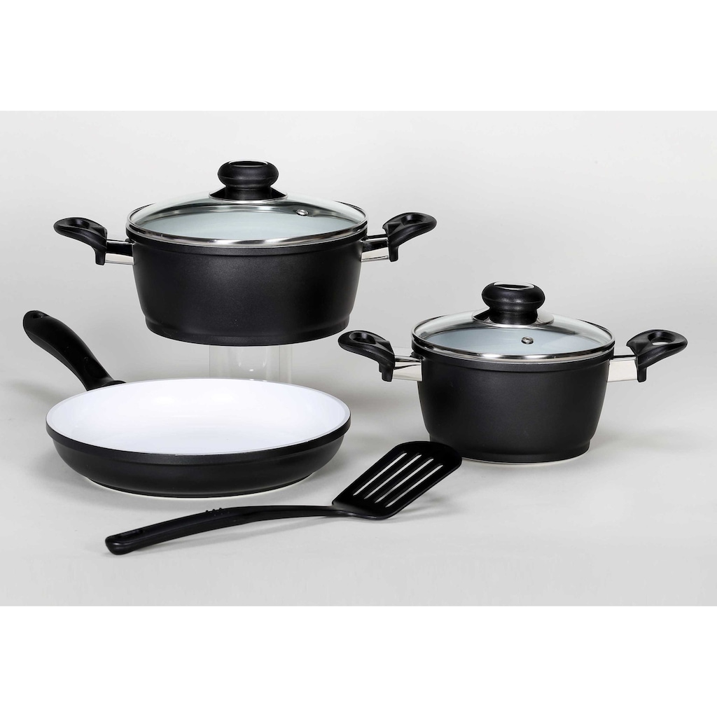 Krüger Topf-Set »Oslo«, Aluminiumguss, (Set, 6 tlg., 1x Kochtopf Ø 16 cm, 1x Kochtopf Ø 20 cm, 1x Bratpfanne Ø 24 cm)