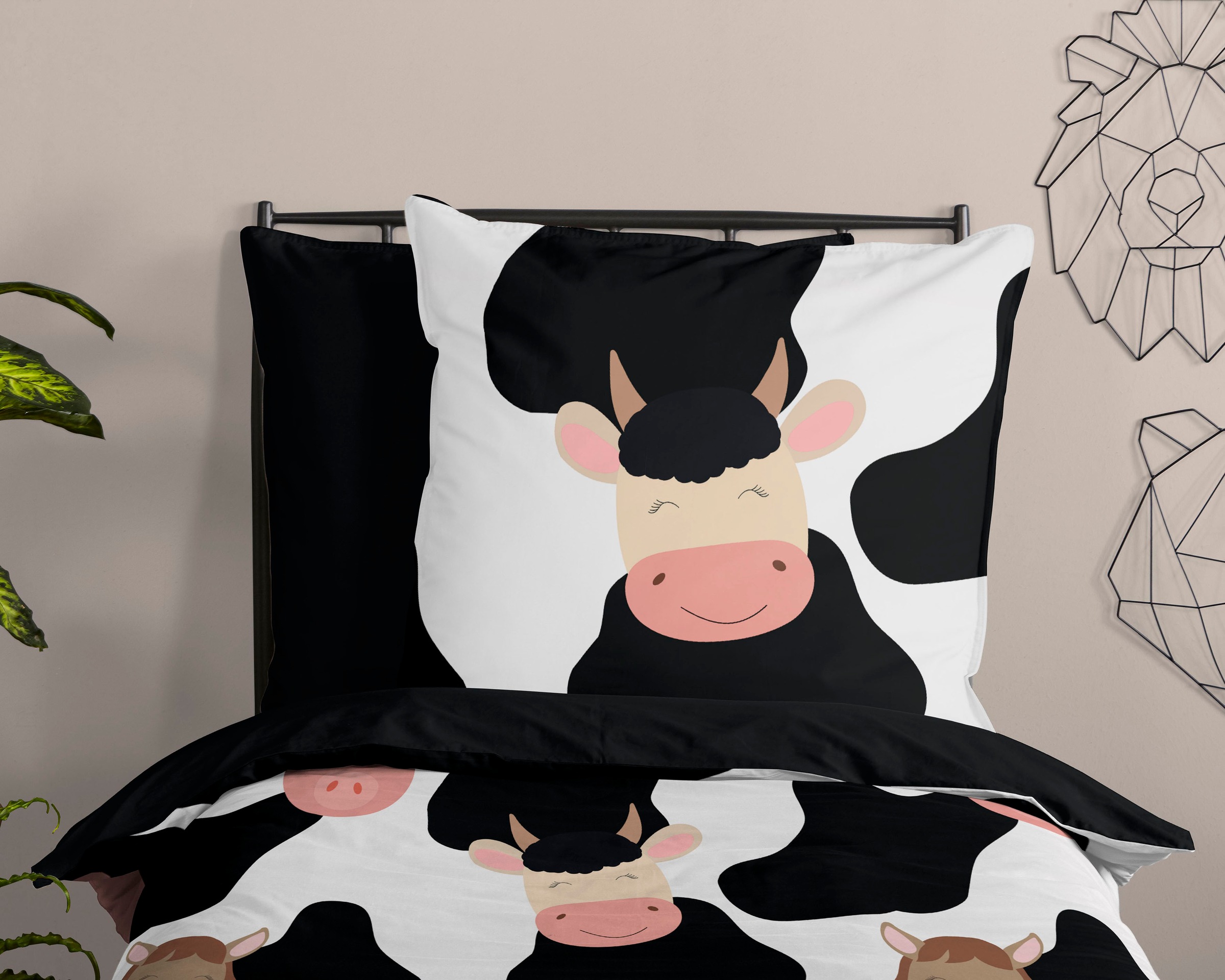 Thumbnail - good morning Kinderbettwäsche "Marjolijn" 2 Stk. 100% Baumwolle, 135x200, Reißverschluss, Wendeoptik, Kind, Kuh