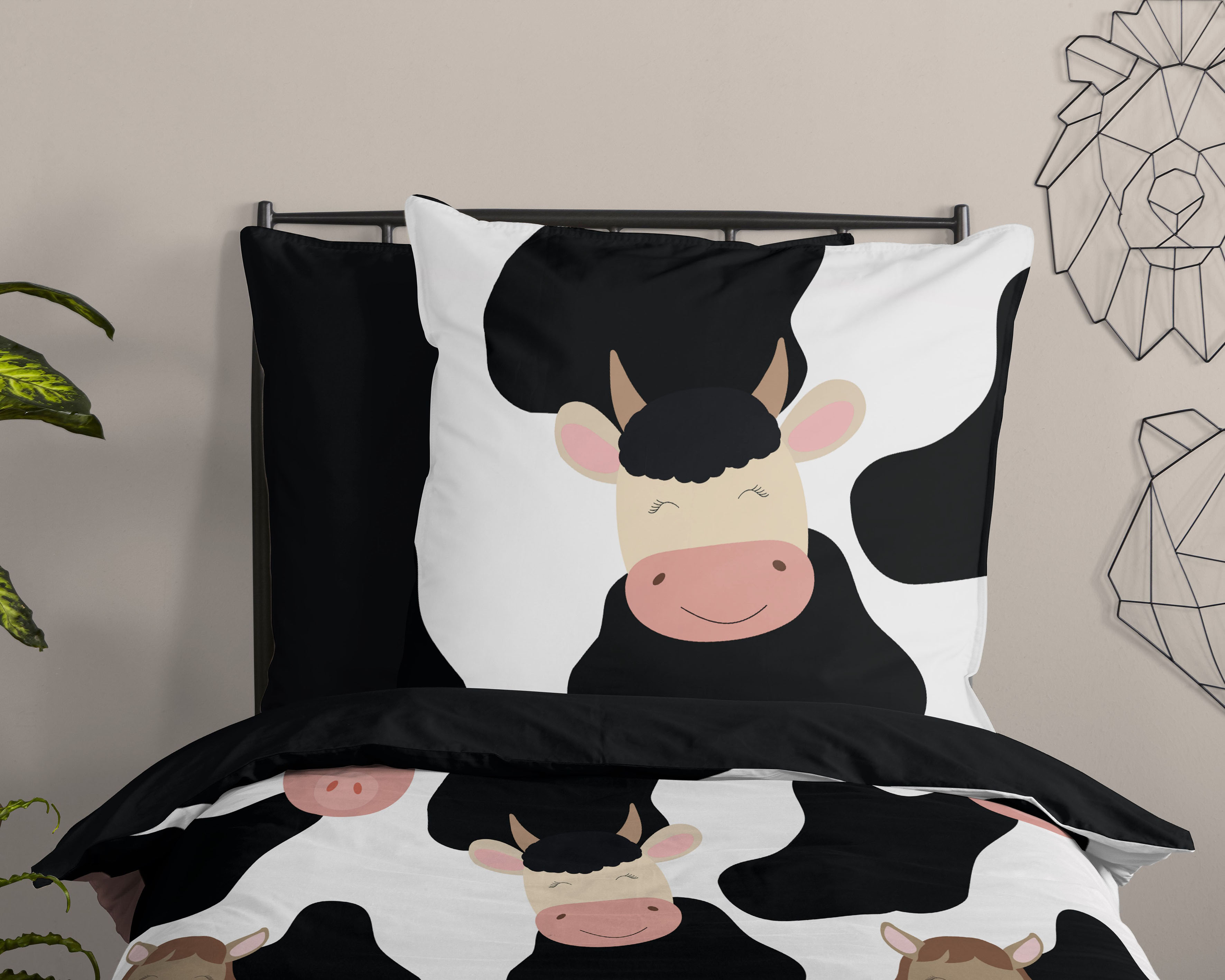 Thumbnail - good morning Kinderbettwäsche "Marjolijn" 2 Stk. tlg. 100% Baumwolle, 135x200, Reißverschluss, Wendeoptik, Kind, Kuh