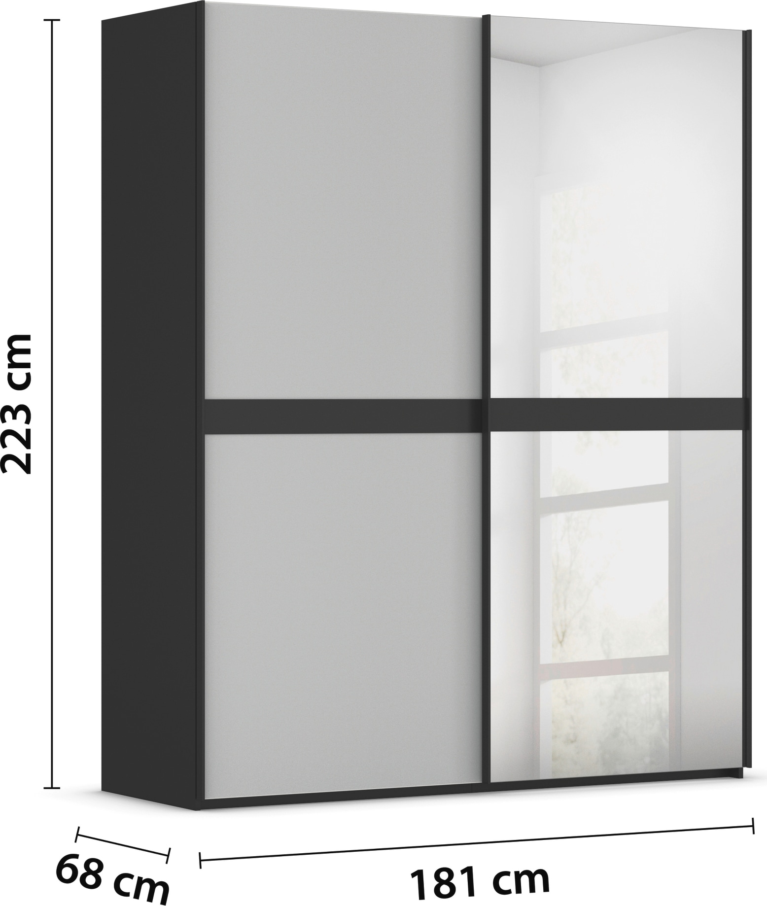 rauch Schwebetürenschrank »Kleiderschrank Schrank Garderobe Schlafzimmerschrank SCALE-LINE«, edle Optik mit Bauchbinde mit Glas/Spiegel-Front MADE IN GERMANY