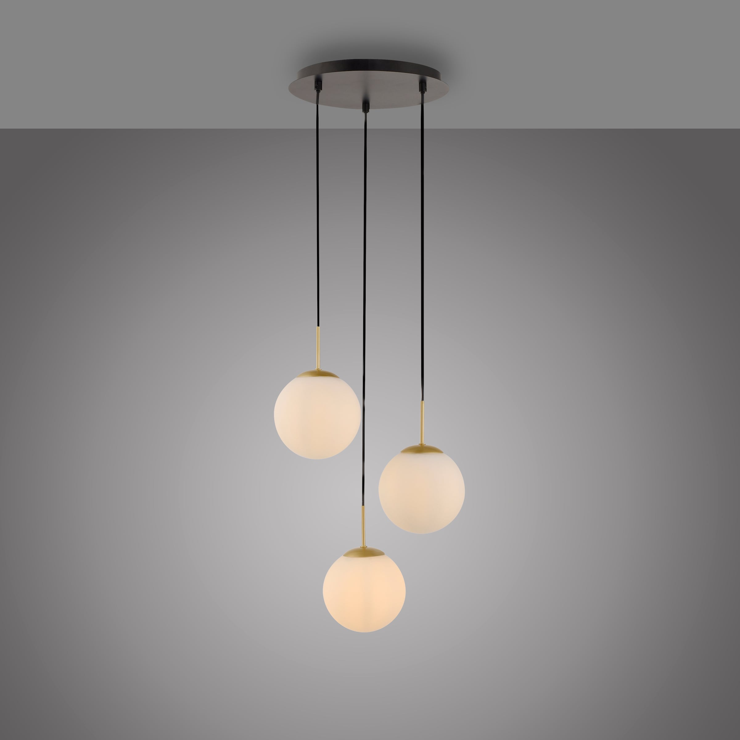 LeGer Home by Lena Gercke Pendelleuchte »Elorea - Hängelampe mit großen Glaskugeln« E14 1 Stk. opal matt weiß, schwarz gold, Pendelläge einstellbar, E14, Rondell