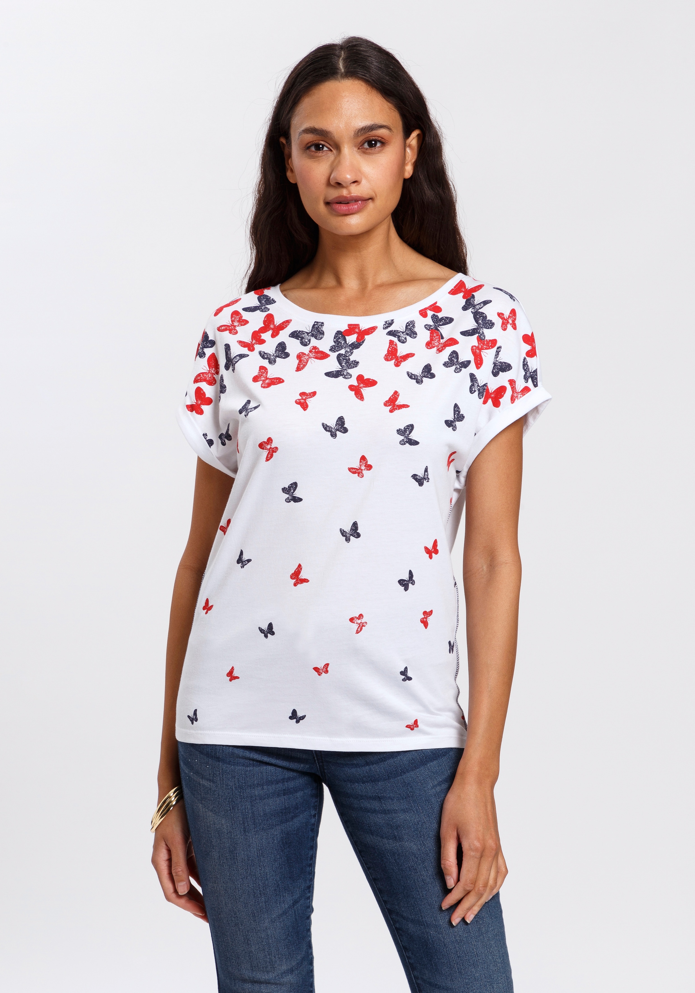 TOM TAILOR Polo Team T-Shirt, mit niedlichem All-Over Print für bestellen |  BAUR | Shirts