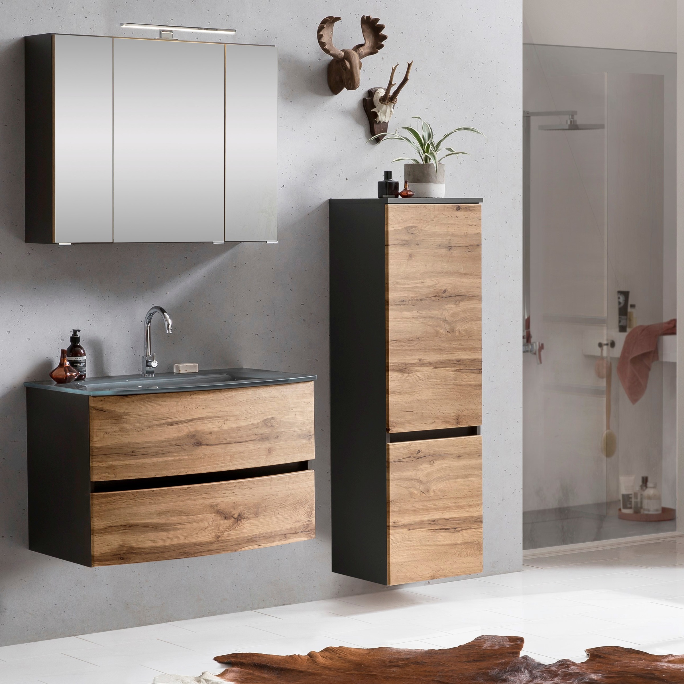 welltime Badezimmer-Set "Kaunas" Set, 3 Stk. tlg. bestehend aus Waschtisch- günstig online kaufen