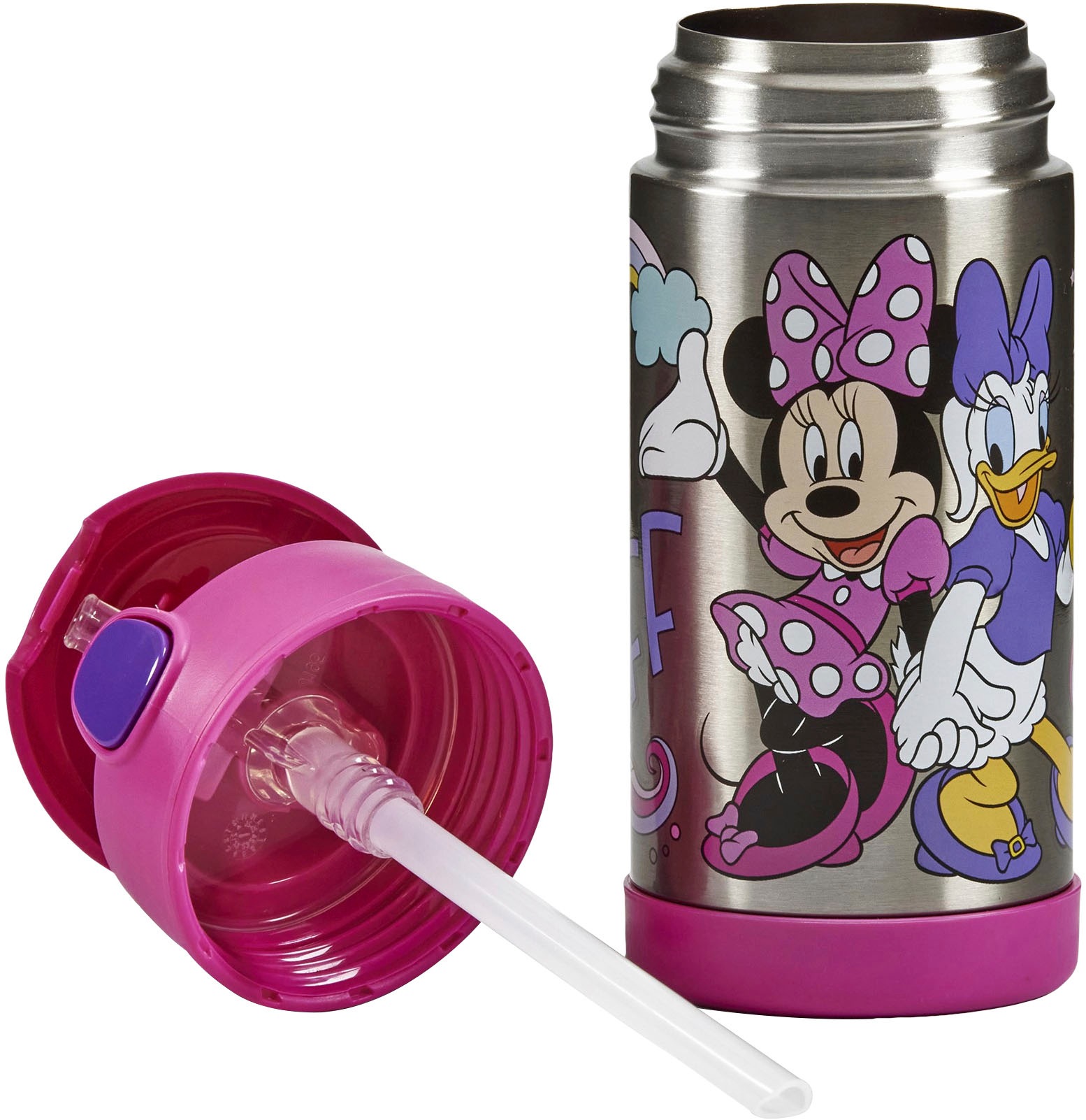 THERMOS Isolierflasche »FUNTAINER STRAW BOTTLE, doppelwandiger Edelstahl, spülmaschinenfest«, (1 tlg.), 0,35l, mit Silikonstrohalm, absolut dicht
