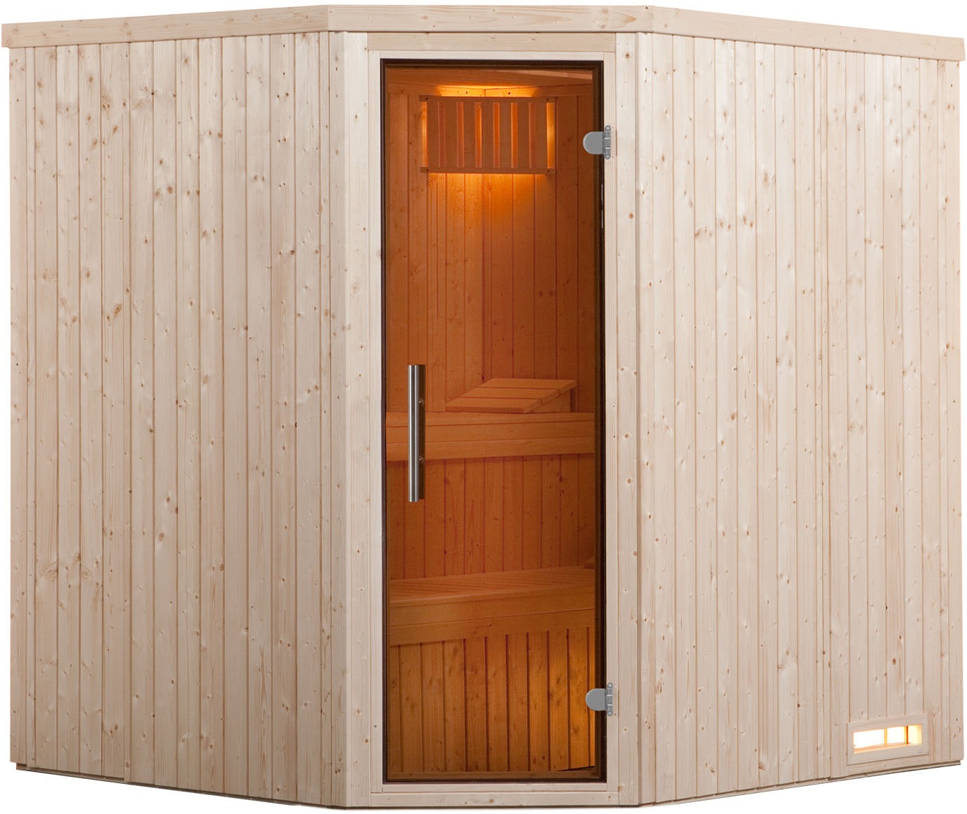weka Sauna »Elementsauna KIRUNA 2«, vorgefertigte Elemente, 230 Volt Anschluss, moderne Ganzglastür
