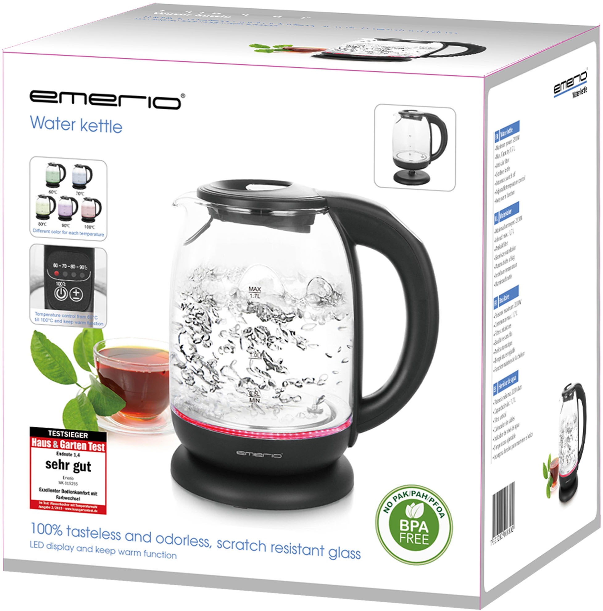 Emerio Wasserkocher »WK-119255.5«, 1,7 l, 2200 W