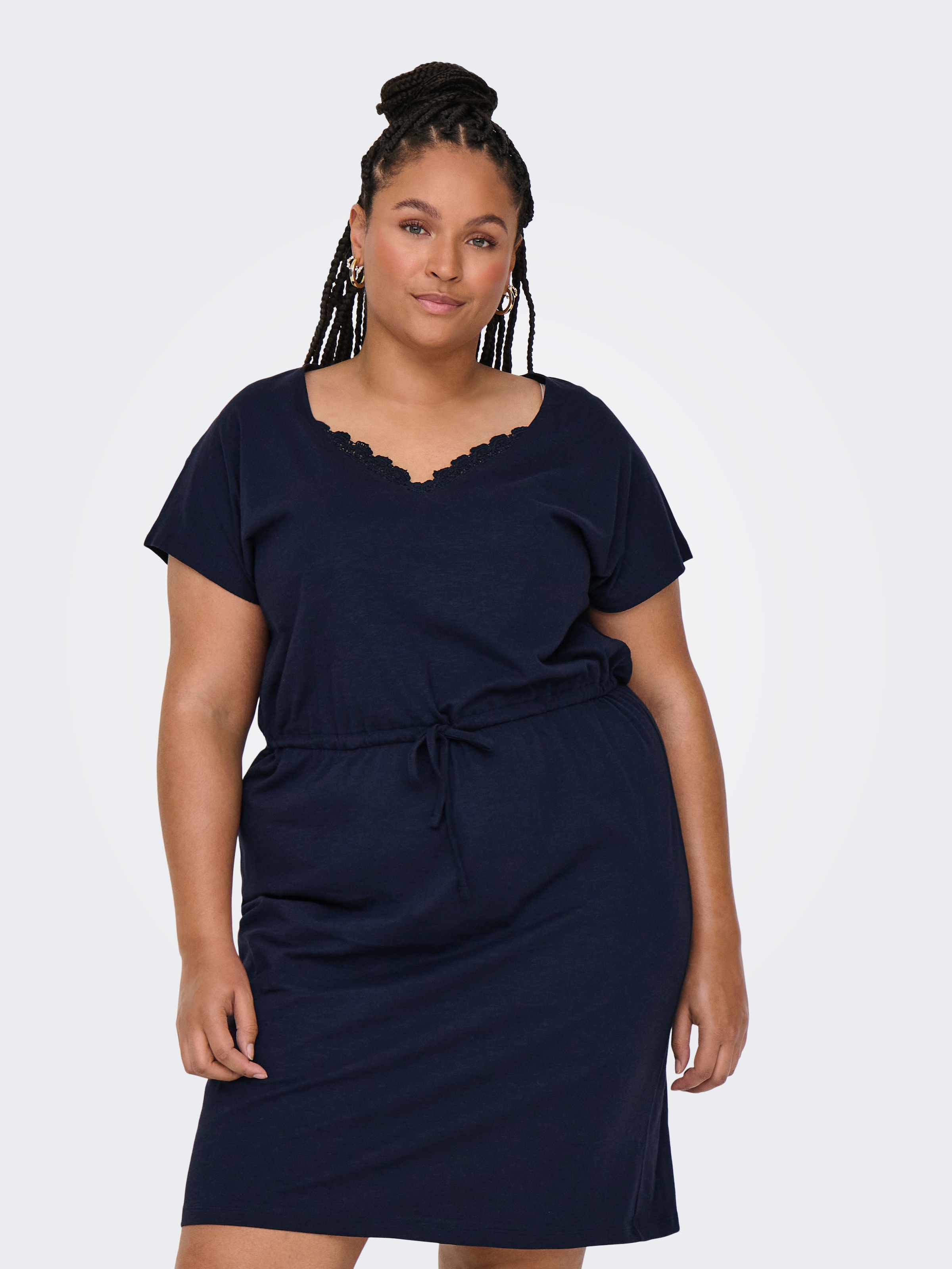 ONLY CARMAKOMA Jerseykleid "CARLILA S/L V-NECK KNEE DRESS JRS BS", Sommerkl günstig online kaufen