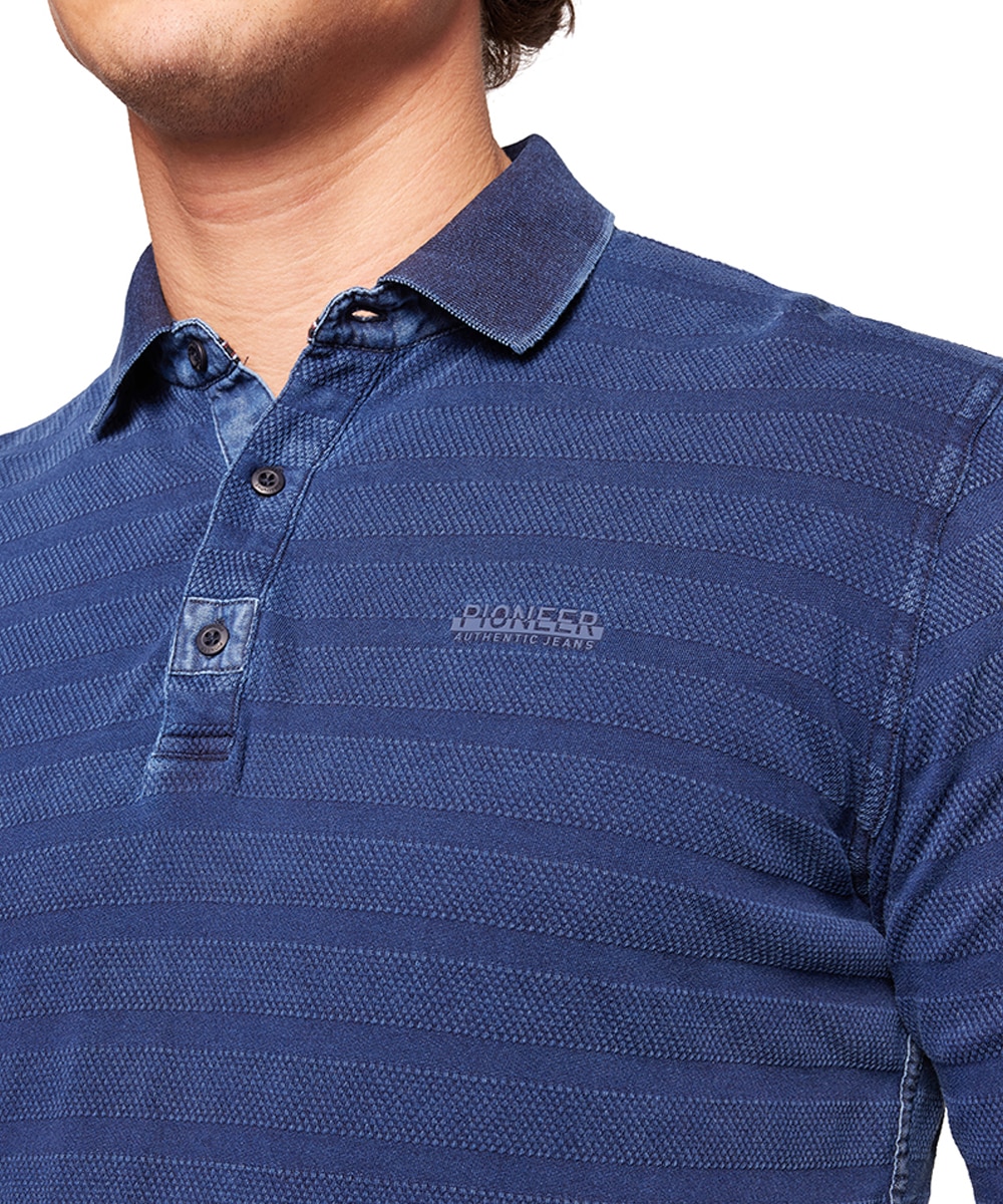 Pioneer Authentic Jeans Langarm-Poloshirt, mit Streifenmuster