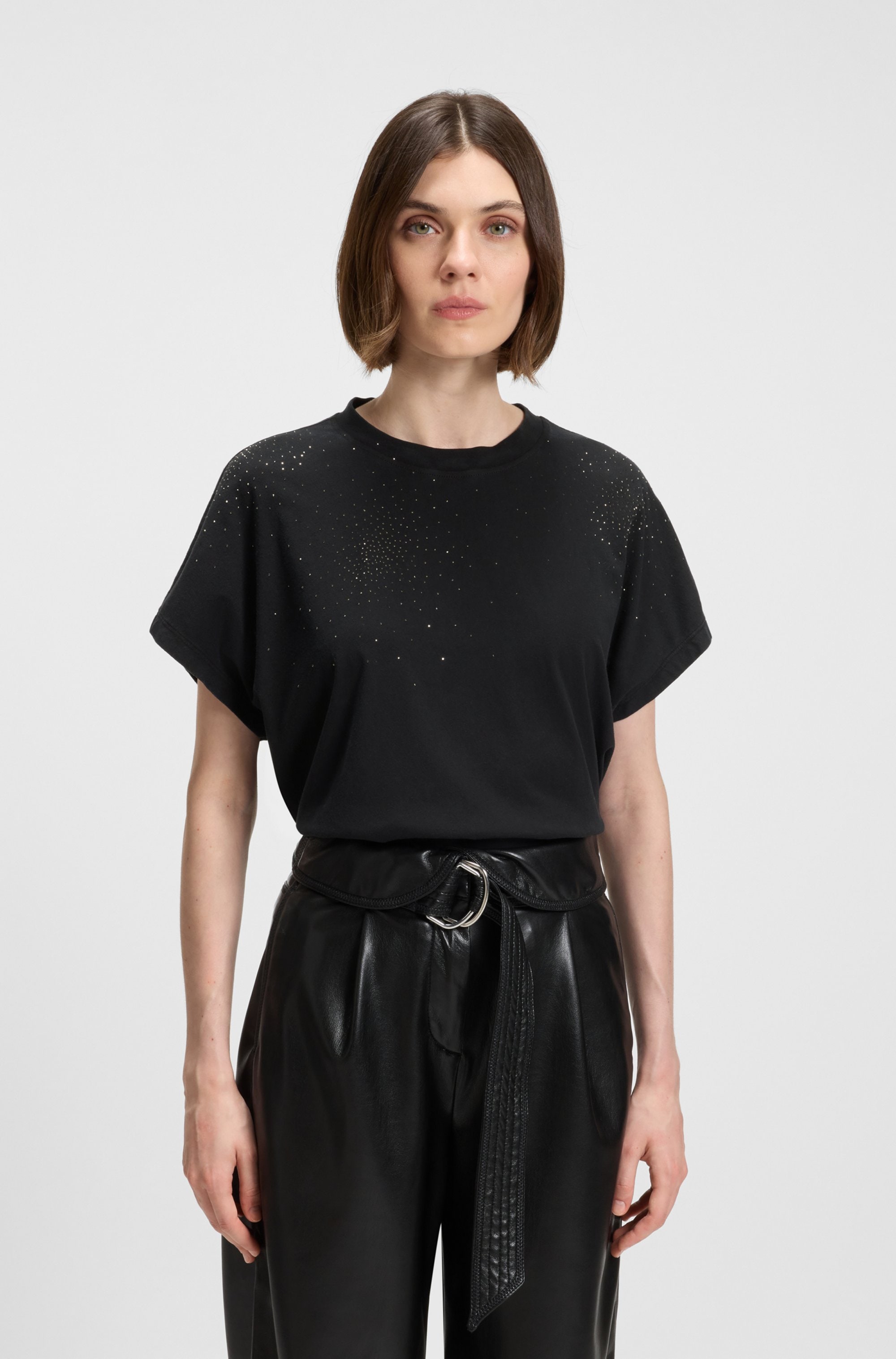 BOSS ORANGE T-Shirt "Emason Hotfix Premium Damenmode" Oversized Fit mit Run günstig online kaufen