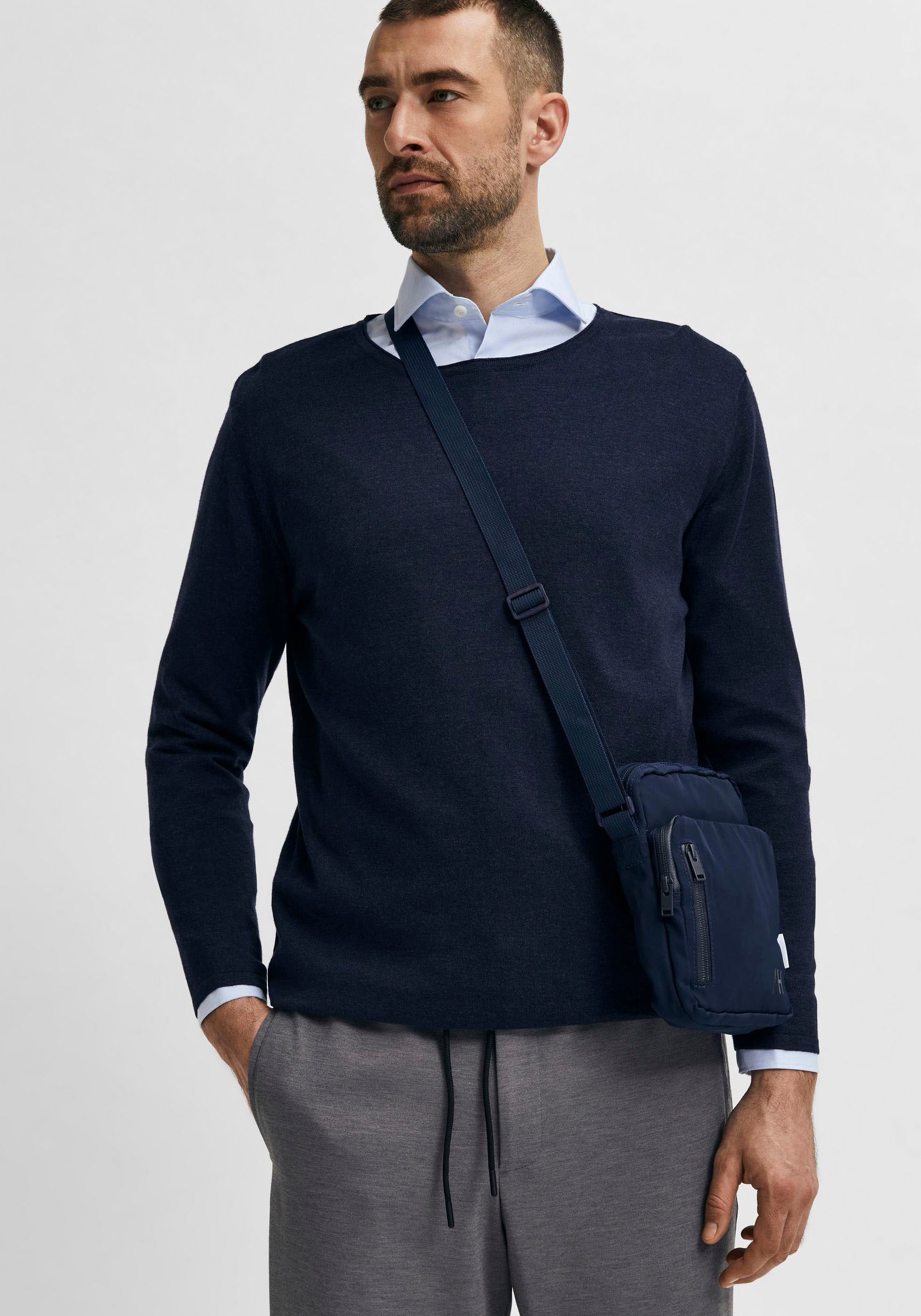 SELECTED HOMME Rundhalspullover "SLHROME LS KNIT CREW NECK NOOS" günstig online kaufen