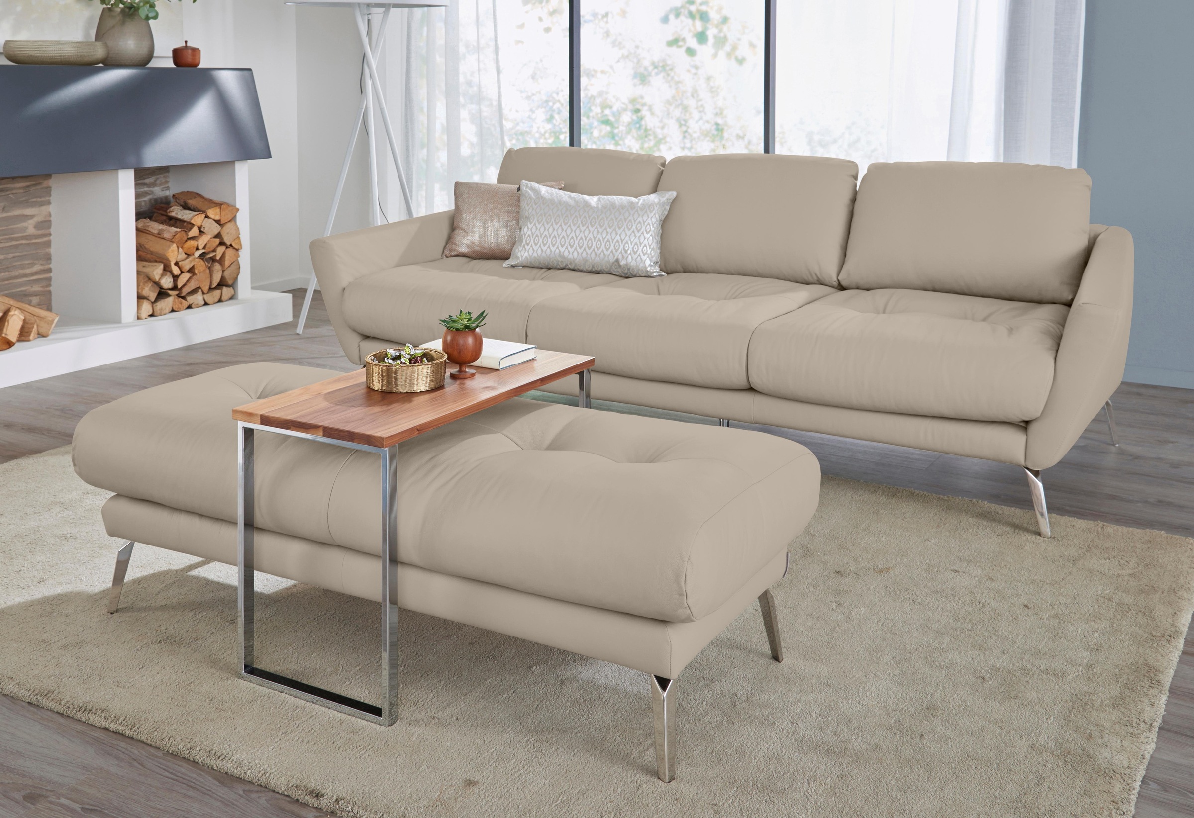 W.SCHILLIG Big-Sofa »softy«, mit dekorativer Heftung im Sitz, Füße Chrom glänzend