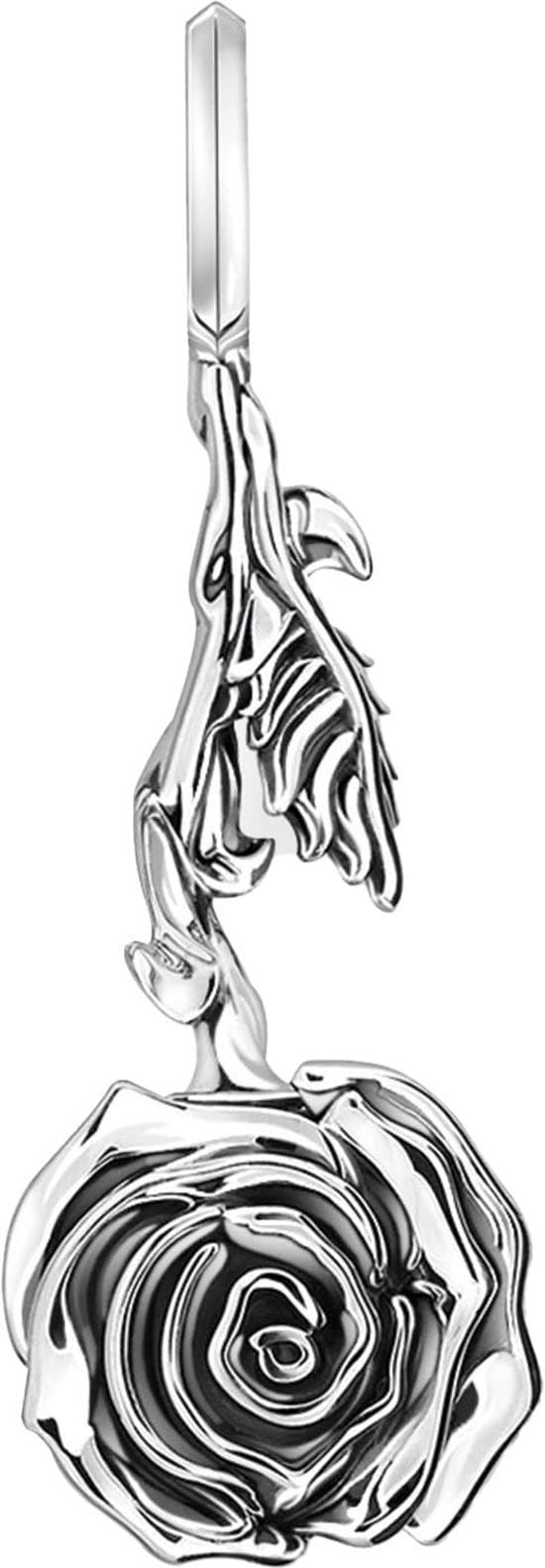 Kettenanhänger THOMAS SABO "Anhänger Midnight Rose", silber (silberfarben, schwarz), Schmuckanhänger, Damen, Silber 925 (recycelt), 6,05 g, Kettenanhänger