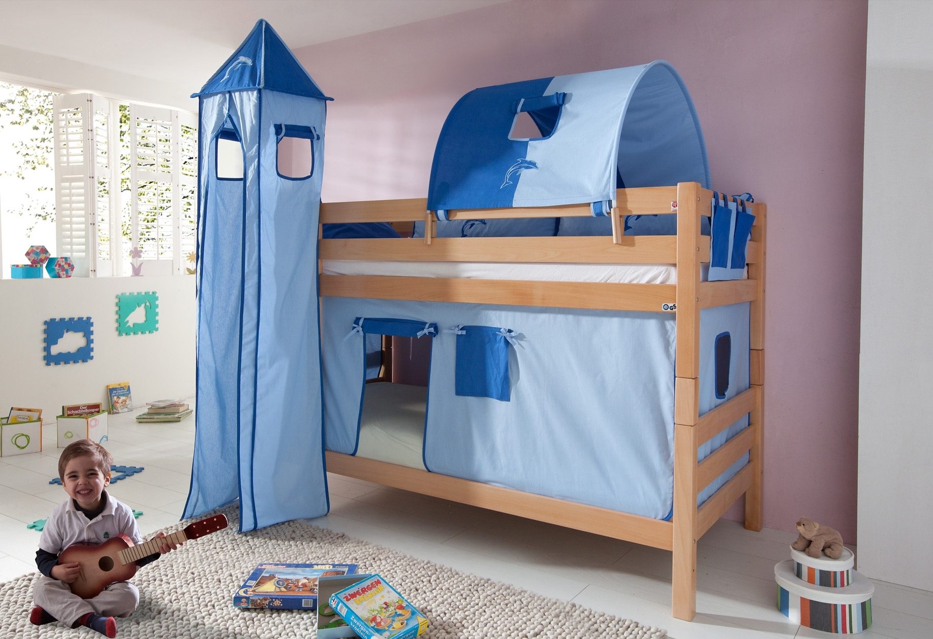 Relita Etagenbett, Set 4-tlg. blau Kinder Etagenbett Kinderbetten Kindermöbel Kinder- Jugendzimmer