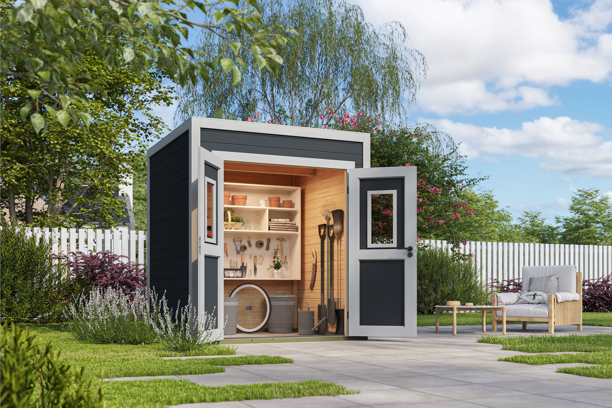 Nordic Holz Gartenhaus "Felix 1", kleiner stilvoller Schuppen mit Flachdach günstig online kaufen