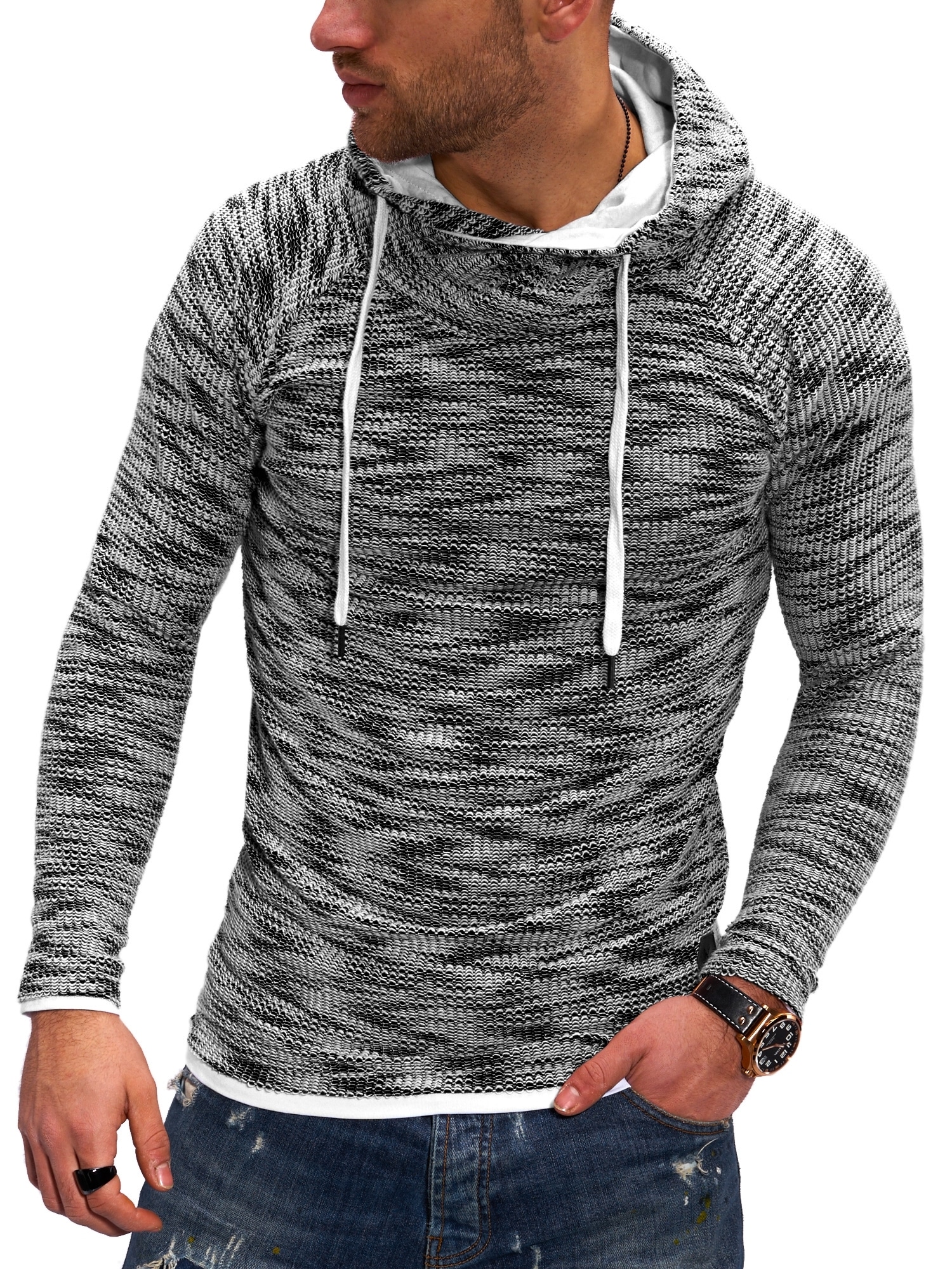 behype Kapuzensweatshirt "B-JOHN" im trendigen Layer-Look günstig online kaufen