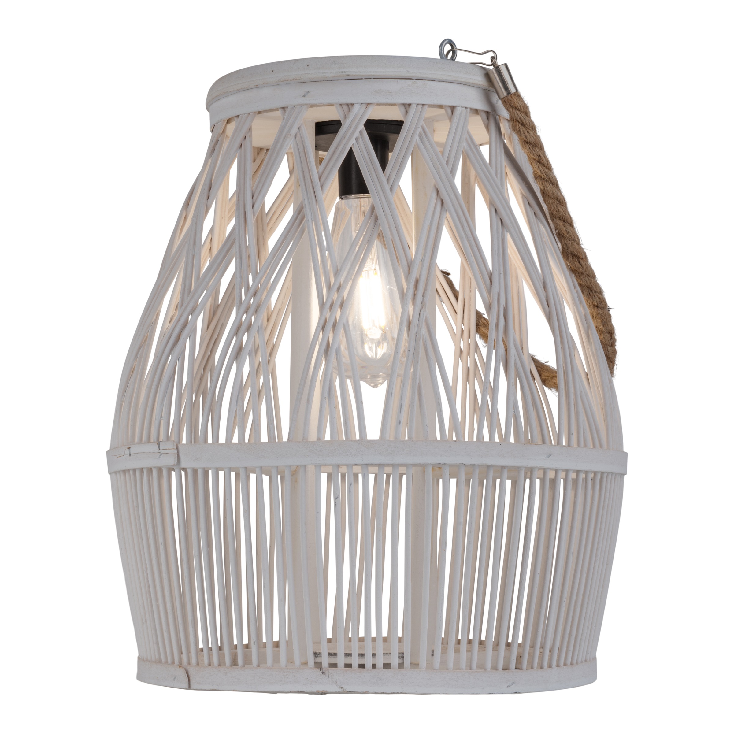 näve LED Solarleuchte »Korbinian« LED-Modul 1 Stk. Warmweiß Korbleuchte (Rattan) weiß mit LED Birne warmweiß, inkl. Akku, H: 34cm