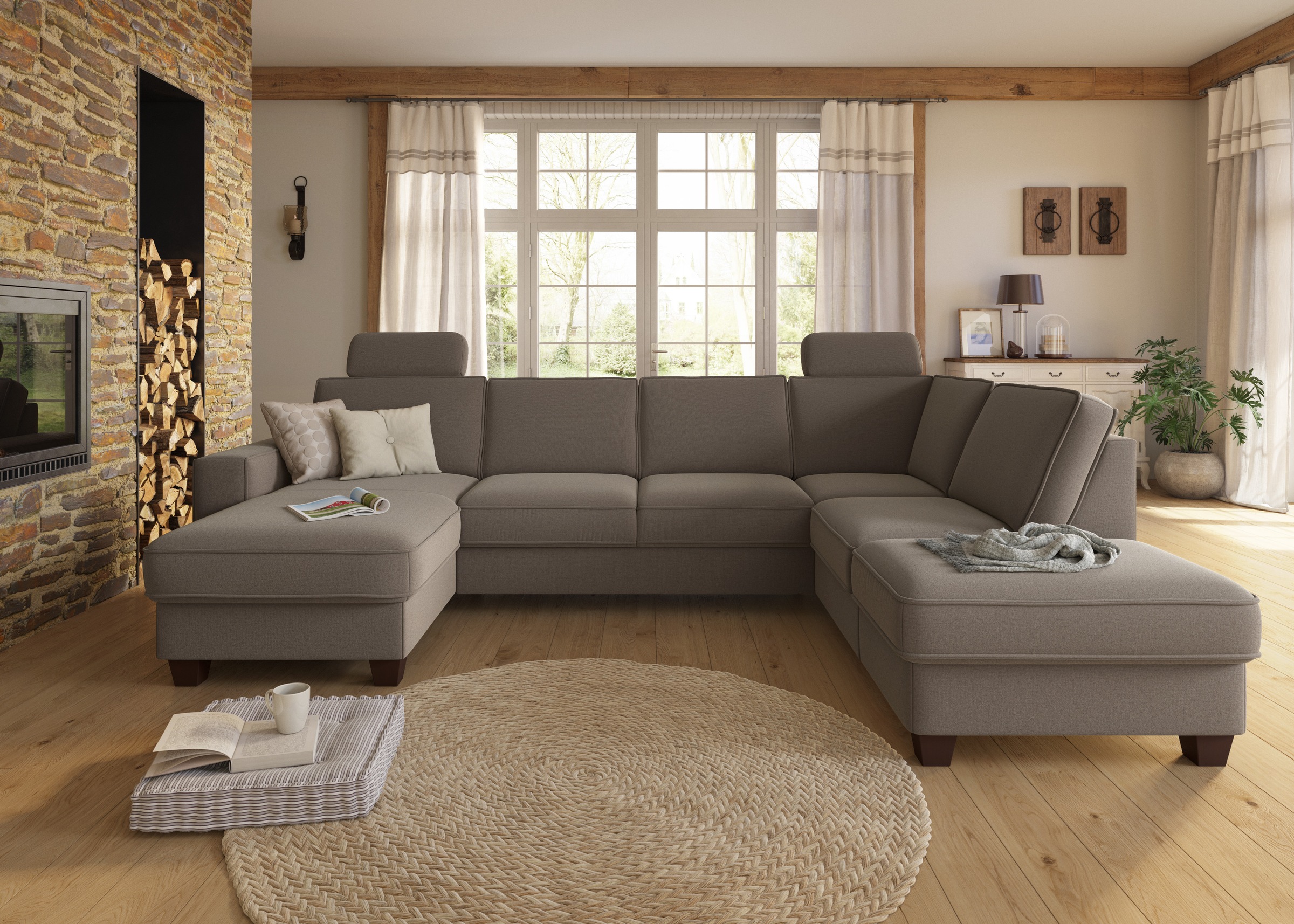 Home affaire Wohnlandschaft "County U-Form" wahlweise Ottomane links oder r günstig online kaufen