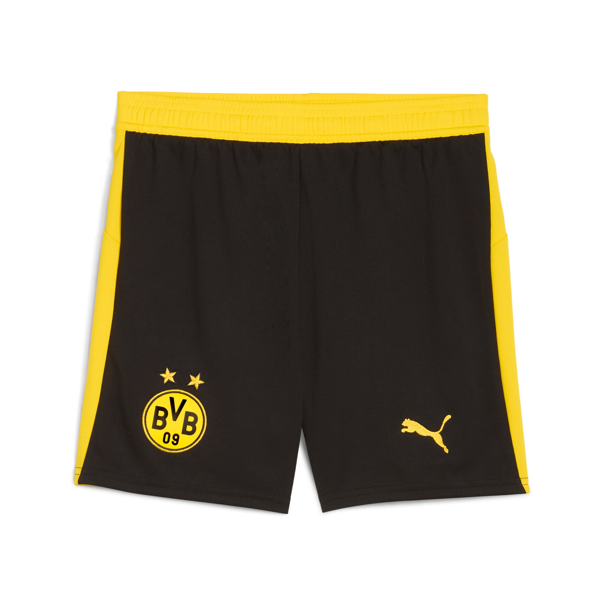 PUMA Kinder Trainingsshorts "BVB SHORTS REPLICA W/ BLOCKING JR", gelb, Gr. 164, colorblocking, Web, Obermaterial: 100% Polyester, Hosen, sportlicher