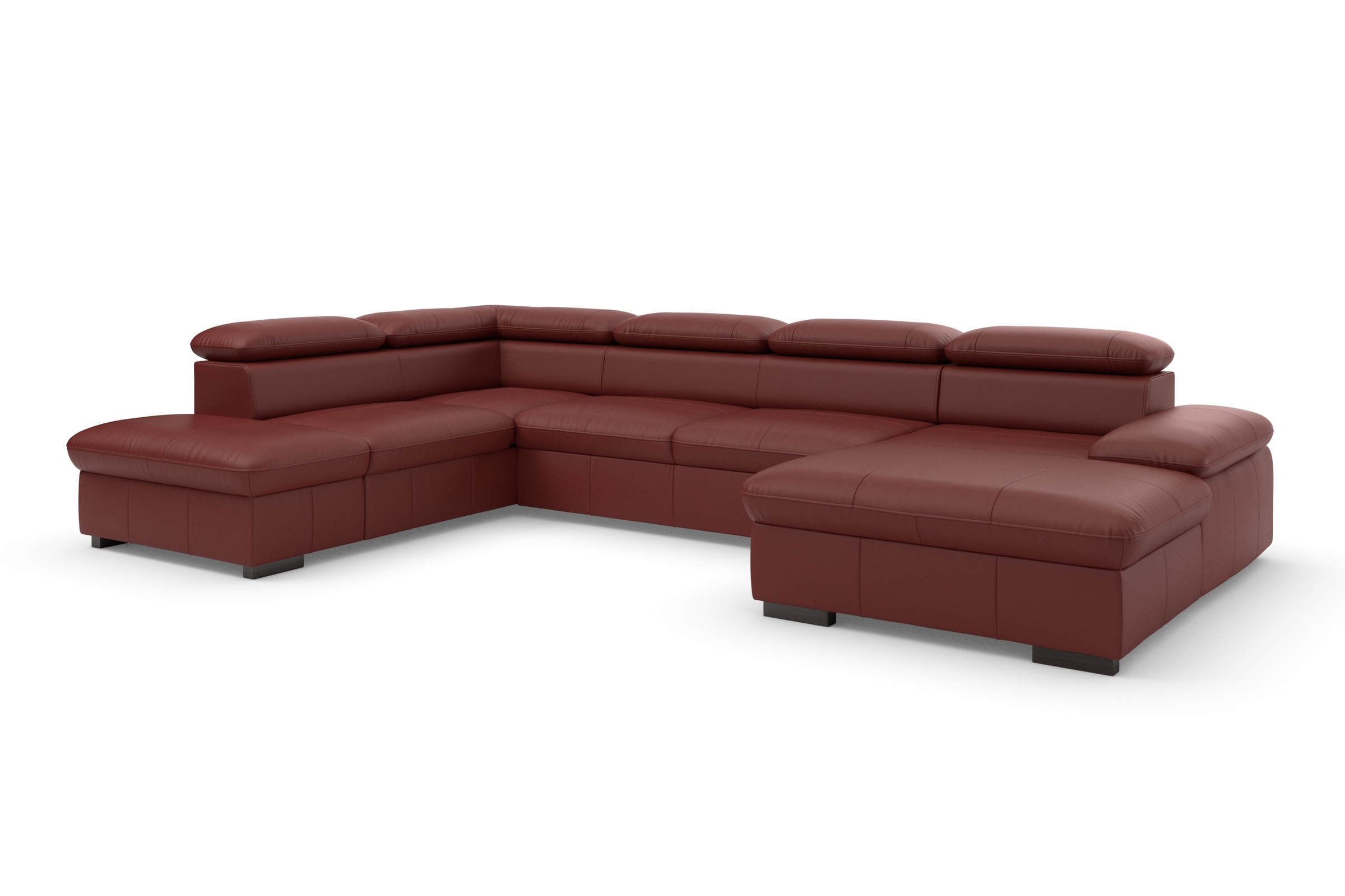 Wohnlandschaft HOME AFFAIRE "Alberto U-Form", rot (merlot), B:350cm H:73cm T:228cm, Luxus-Microfaser in Lederoptik (100% Polyester);Microfaser in Antiklederoptik (100% Polyester);Luxus-Microfaser Vintageoptik (100% Polyester);Luxus-Microfaser weich (90%Po 8