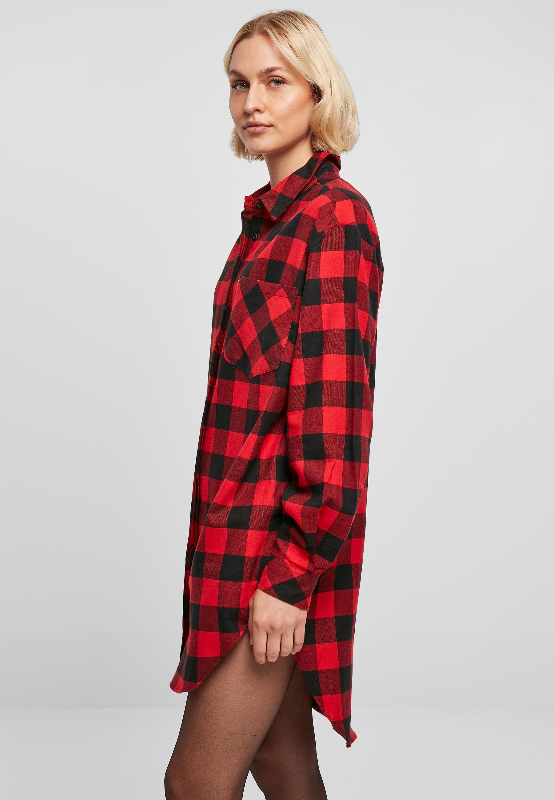 URBAN CLASSICS Shirtkleid »Urban Classics Damen Ladies Oversized Check Flannel Shirt Dress«, (1 tlg.)